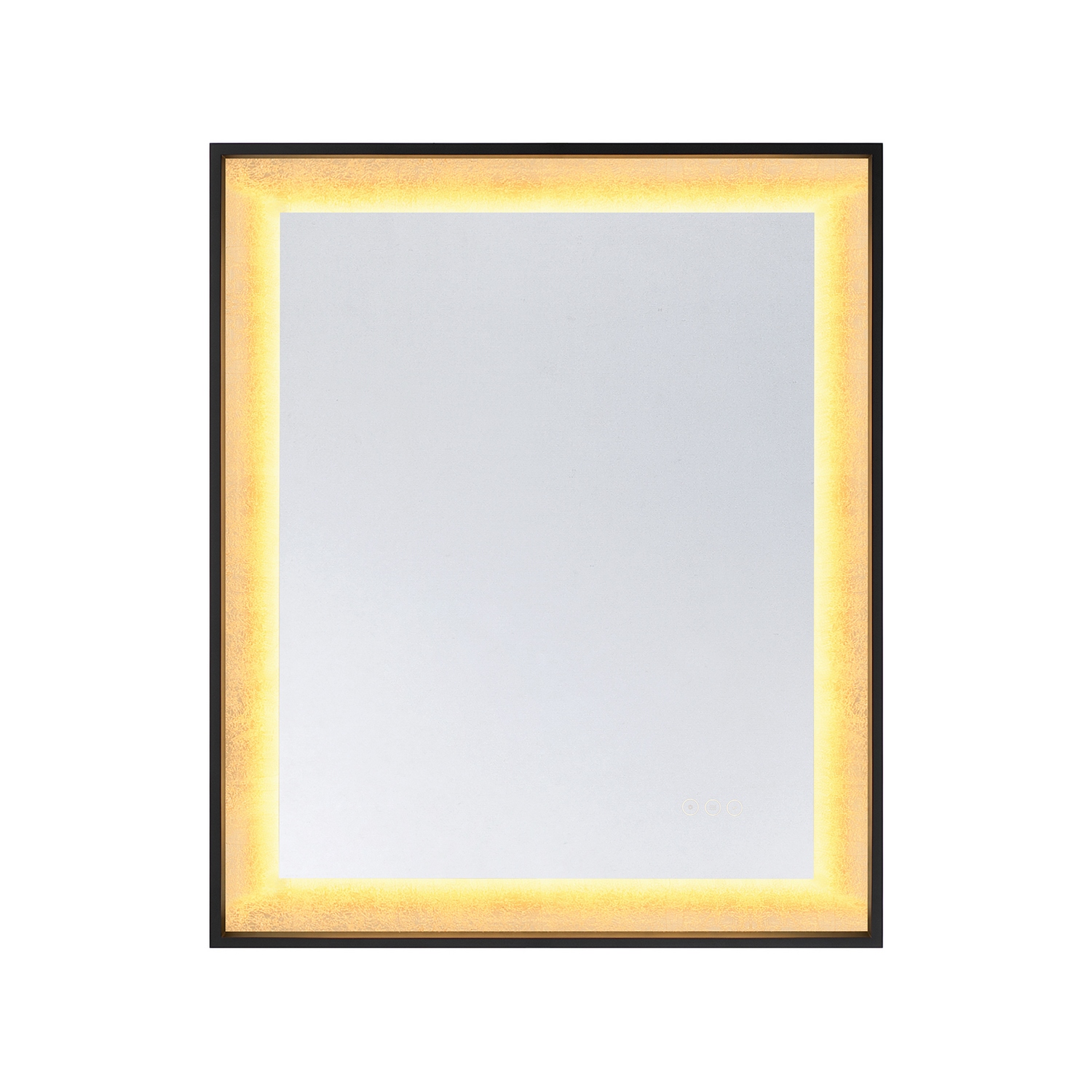 The Savoy House Corvalis rectangular framed LED mirror pairs dramatic styling with thoughtfully integrated functionality. Framed in Black with striking Gold Leaf detailing, this bold design delivers bright, even illumination alongside intuitive touch controls for a seamless everyday experience. Choose from three selectable color temperatures — 3000K, 4500K, and 6500K — to tailor the light output to your space and preferences. A stepless dimmer allows for smooth brightness adjustment, while the built-in defogger automatically shuts off after one hour for added convenience. Corvalis also remembers and restores the last used illumination setting. This lead- and copper-free mirror includes mounting hardware and is backed by a 3-year warranty. Uses 44 watts to deliver 1056 lumens at a CRI of 90+. Suitable for damp locations. Corvalis is 36" in height, 30" in width and extends 2.13" from the wall. May be mounted horizontally or vertically. Collection: Corvalis Rooms: Bathroom, Bedroom, Billiard Room, Closet, Dining Room, Entryway, Family Room, Great Room, Hallway, Living Room, Office, Powder Room, Stairway, Lobby, Waiting Room, Media Room Finish: Sand Black and Gold Leaf Notes: Anti-Fog, Three Touch Sensor, Reversible Mounting Width: 30.00" Height: 36.00" Length: 2.13" Weight: 45.64 lb Extension from Wall: 2.50" Wire: 3.81" Canopy: 36" x 30" x 2.5" Bulbs Included Number of Bulbs: 1 Maximum Wattage: 44.00 W Bulb Base: Integrated Light Source: LED Light Output: 4180.00 lm Delivered Lumens: 1056.00 lm Color Temperature: 3000 K CRI: 90 Dimmable Rated Average Life: 35000 Voltage: 120.00 V Material: Metal, Glass Safety Listing: ETL/CETL Safety Rating: Damp LED Manufacturer Warranty: 3 Years