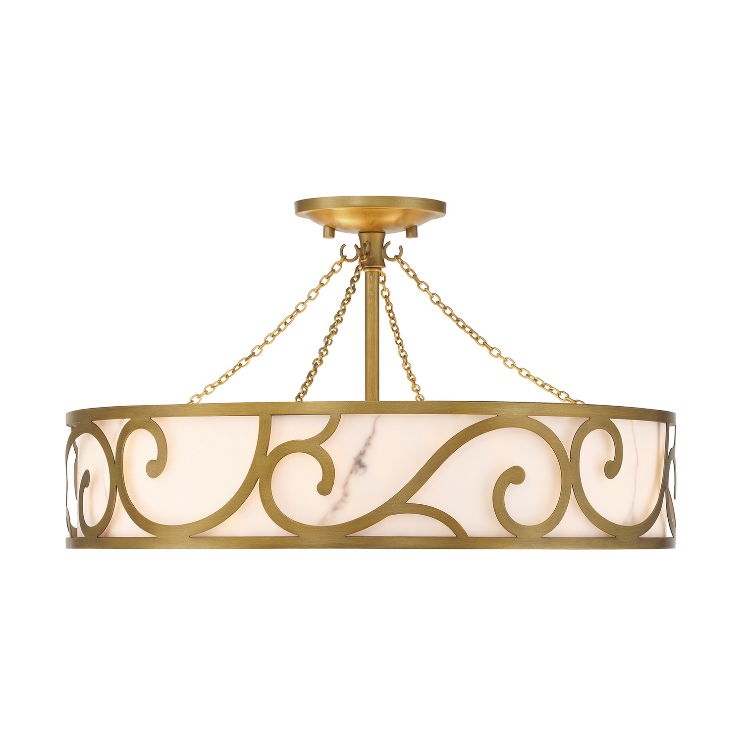 Halstead Six Light Semi-Flush Mount in Antique Patina