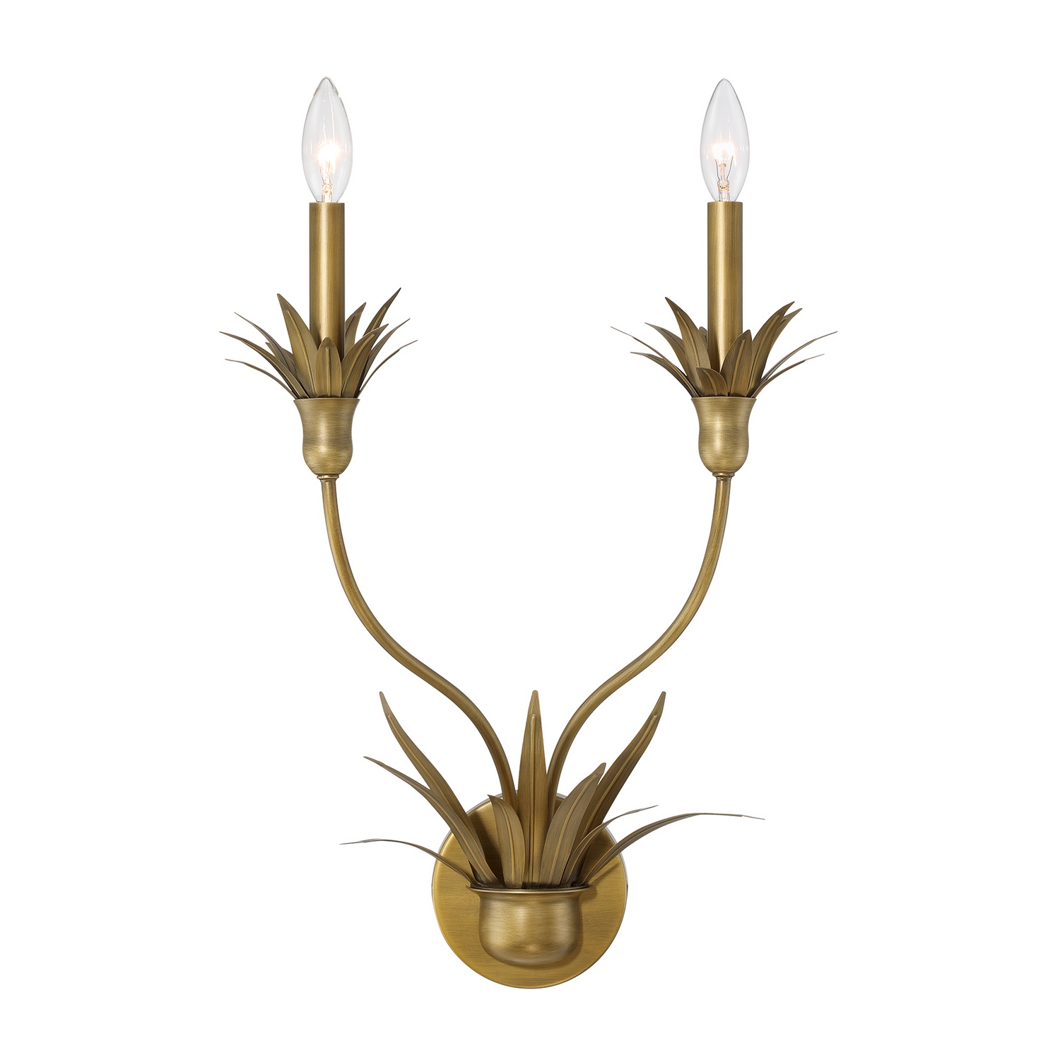 The Savoy House Strathmore 2-light sconce brings sculptural vintage charm to the wall through graceful organic detailing and layered texture. Inspired by classic tole lighting, its flowing decorative accents create an elegant silhouette with a distinctly heirloom-inspired feel. The richly nuanced Antique Patina finish deepens the fixture's warm character, allowing Strathmore to complement traditional, transitional, and thoughtfully collected interiors beautifully. Strathmore is 20" in height, 15" in width and extends 9" from the wall. Uses two candelabra size bulbs of up to 60 watts per bulb. Bulbs not included. Damp area rated. Collection: Strathmore Rooms: Bathroom, Bedroom, Billiard Room, Closet, Dining Room, Entryway, Family Room, Great Room, Kitchen, Hallway, Living Room, Office, Powder Room, Stairway, Sunroom, Lobby, Waiting Room, Media Room Finish: Antique Patina Width: 15.00" Height: 20.00" Length: 9.00" Weight: 2.20 lb Extension from Wall: 9.00" Canopy: 5.88" x 5.88" x 0.75" Number of Bulbs: 2 Maximum Wattage: 60.00 W Bulb Base: E12 Light Source: Incandescent/LED Dimmable Voltage: 120.00 V Material: Metal Safety Listing: ETL/CETL Safety Rating: Damp LED