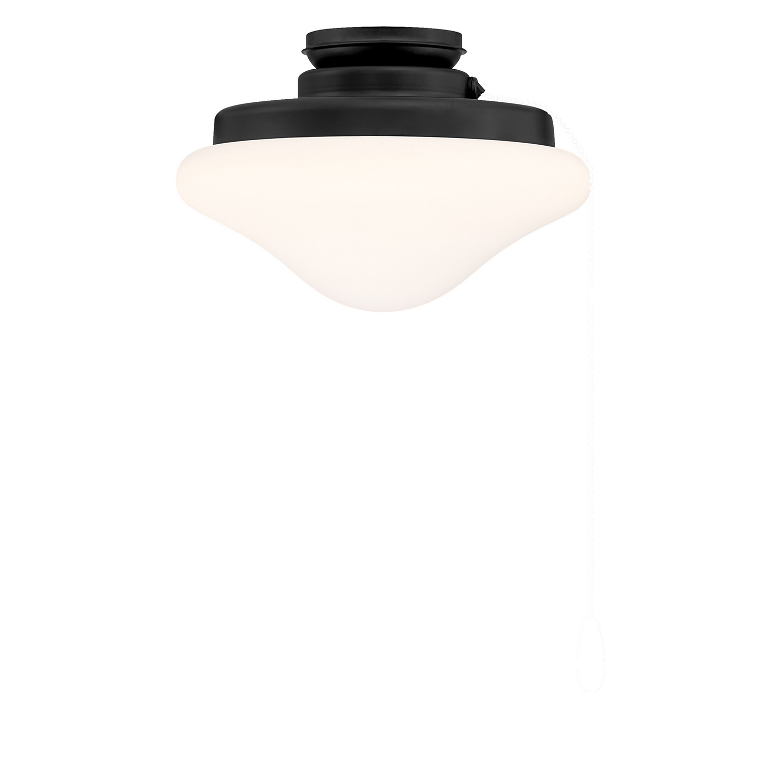 This LED fan light pairs clean styling with versatile functionality for an easy fit in a wide variety of spaces. A matte opal glass shade is complemented by a Black finish and matching pull chain for a crisp, streamlined look. LED bulbs are included for dependable illumination. Suitable for indoor use as well as covered or uncovered outdoor areas. Measures 6.7" in height and 10.9" in width. Designed to coordinate beautifully with Meridian ceiling fans for a cohesive finished look. Finish: Matte Black Glass: White Opal Width: 10.88" Height: 6.75" Length: 10.88" Weight: 3.31 lb Bulbs Included Number of Bulbs: 1 Maximum Wattage: 24.00 W Bulb Base: Integrated Light Source: LED Light Output: 2295.00 lm Delivered Lumens: 1436.00 lm Color Temperature: 3000 K CRI: 80 Rated Average Life: 50000 Voltage: 120.00 V Material: Metal, Glass Safety Listing: ETL/CETL Safety Rating: Wet LED