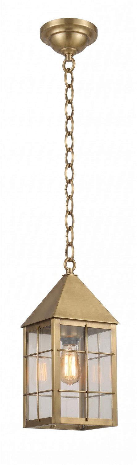 One Light Pendant by Innovations - Ashford Collection, Antique Brass Finish - 9522-H-AB-CL