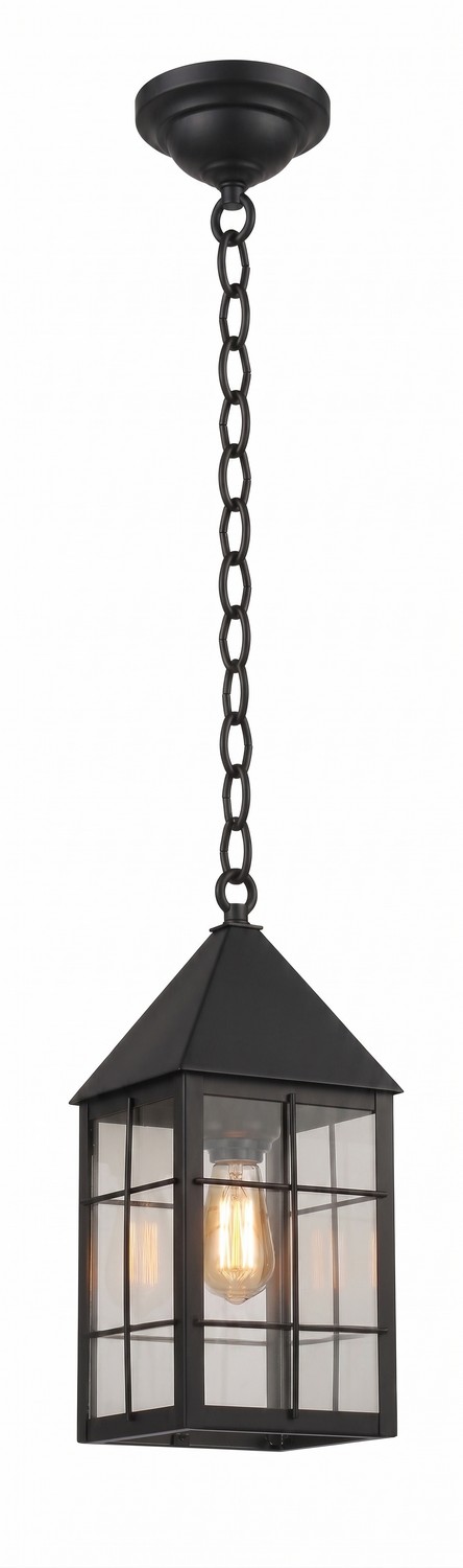 One Light Pendant by Innovations - Ashford Collection, Matte Black Finish - 9522-H-BK-CL