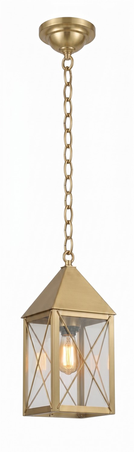 One Light Pendant by Innovations - Ashford Collection, Antique Brass Finish - 9522-X-AB-CL