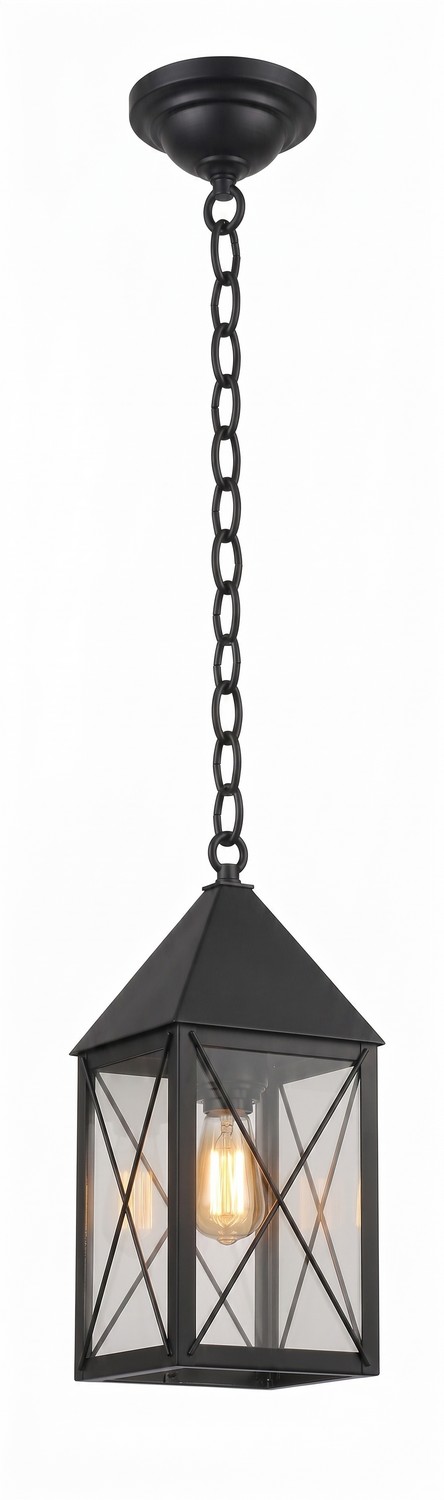 One Light Pendant by Innovations - Ashford Collection, Matte Black Finish - 9522-X-BK-CL