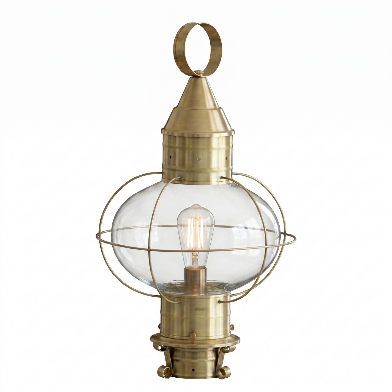 One Light Post Lantern by Innovations - Ellington Collection, Antique Brass Finish - 9610-AB-CL