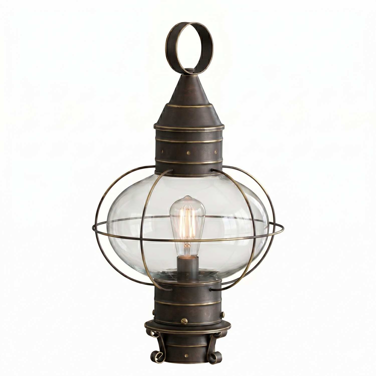 One Light Post Lantern by Innovations - Ellington Collection, Bronze Finish - 9610-BZ-CL