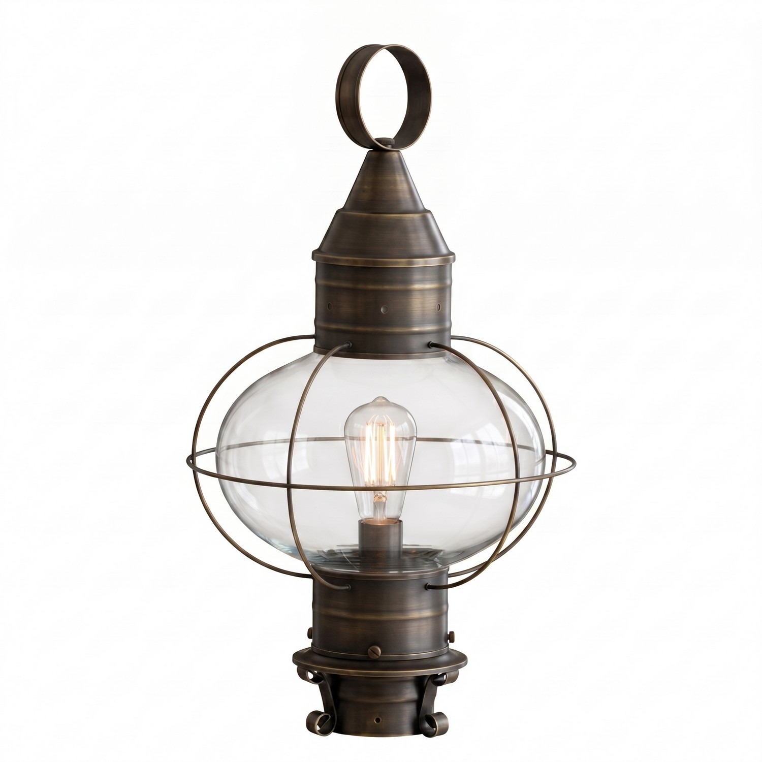 One Light Post Lantern by Innovations - Ellington Collection, Dark Brass Finish - 9610-DB-CL
