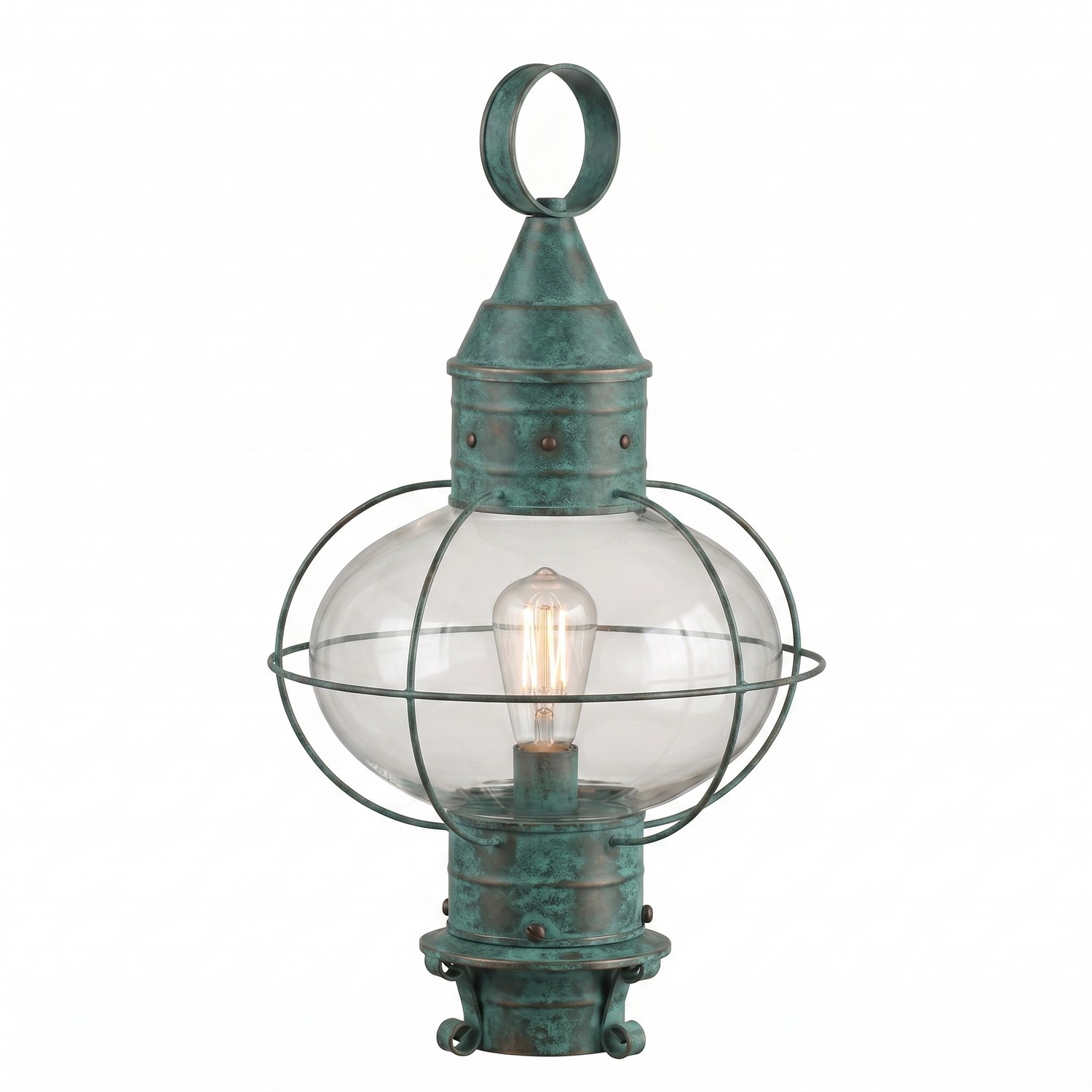 One Light Post Lantern by Innovations - Ellington Collection, Verde Green Finish - 9610-VG-CL