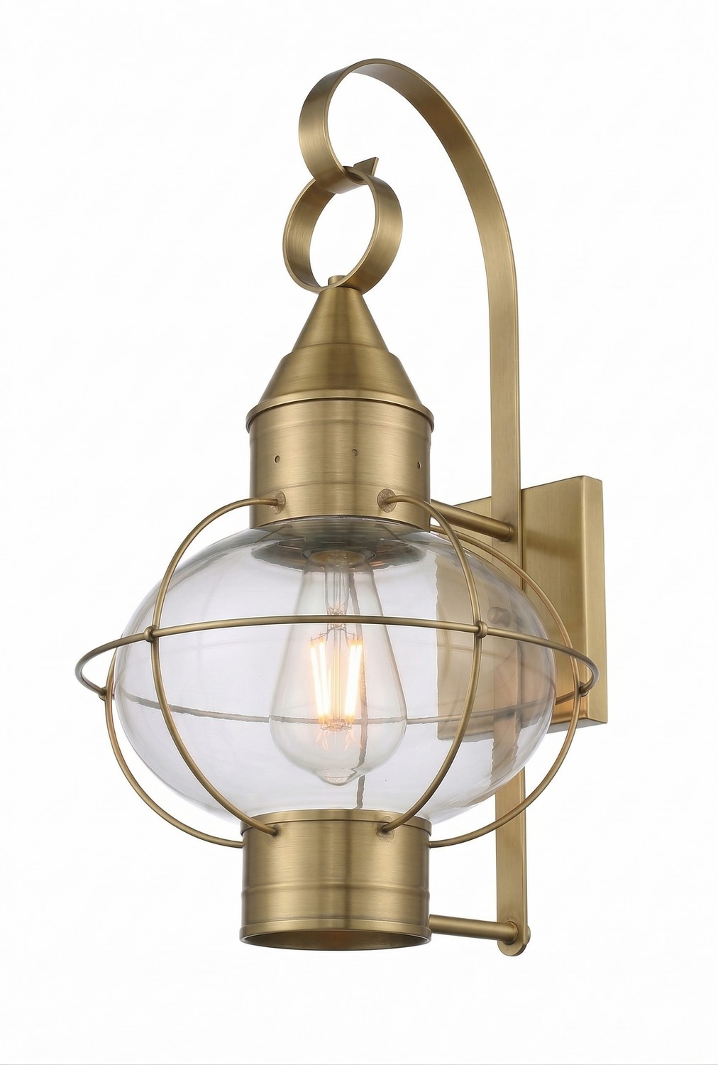 One Light Wall Sconce by Innovations - Ellington Collection, Antique Brass Finish - 9611-AB-CL