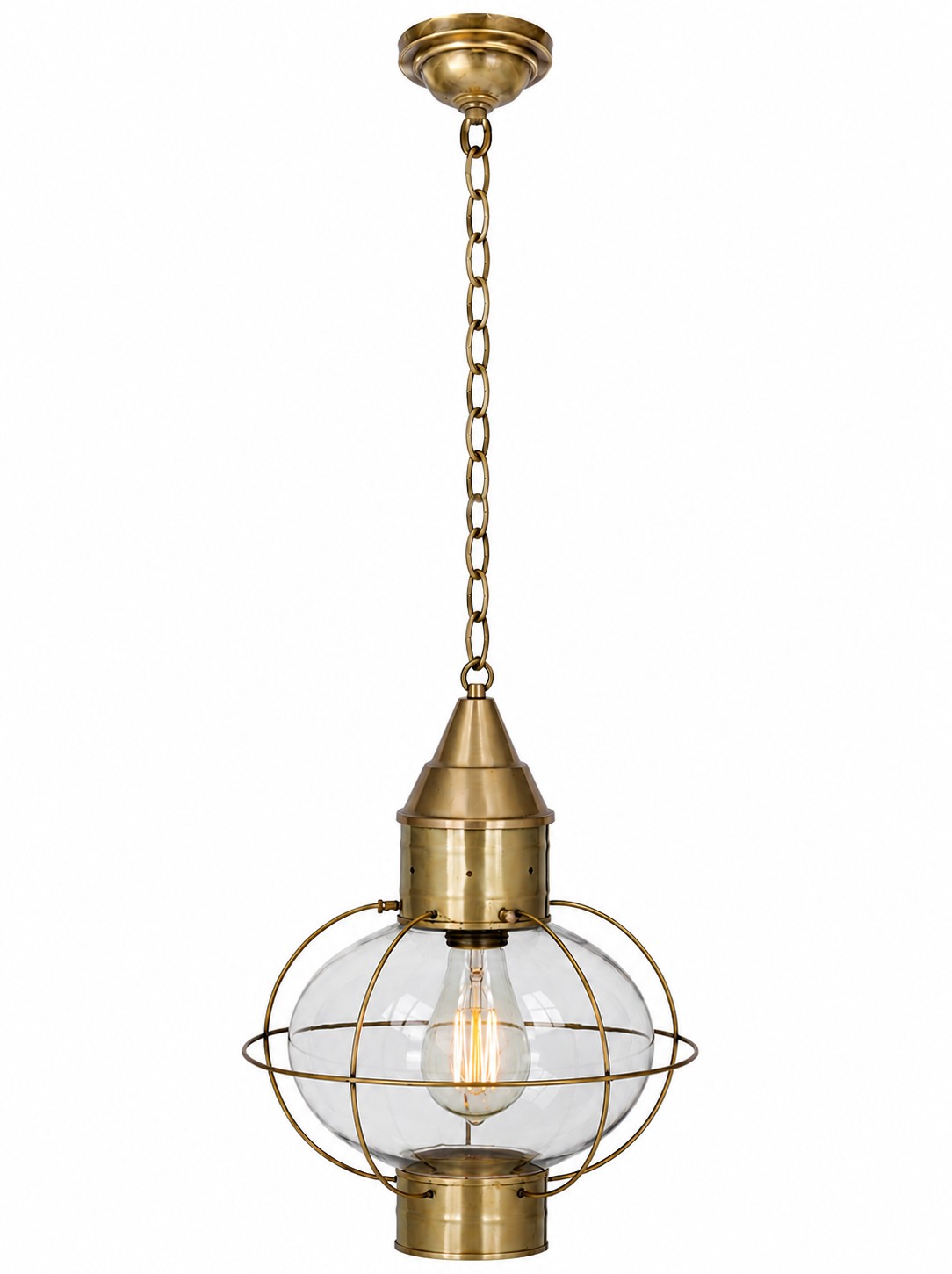 One Light Pendant by Innovations - Ellington Collection, Antique Brass Finish - 9612-AB-CL
