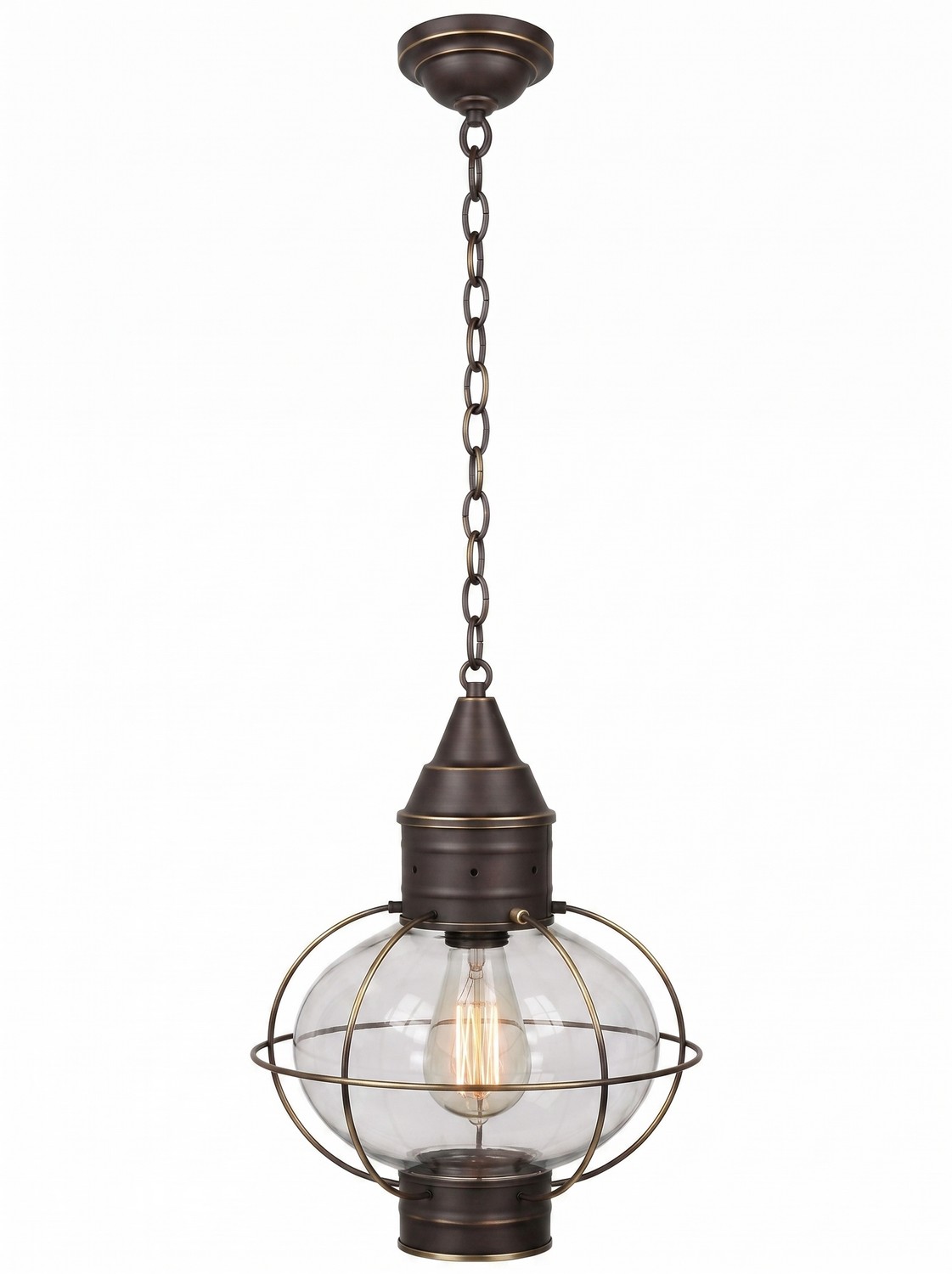One Light Pendant by Innovations - Ellington Collection, Bronze Finish - 9612-BZ-CL