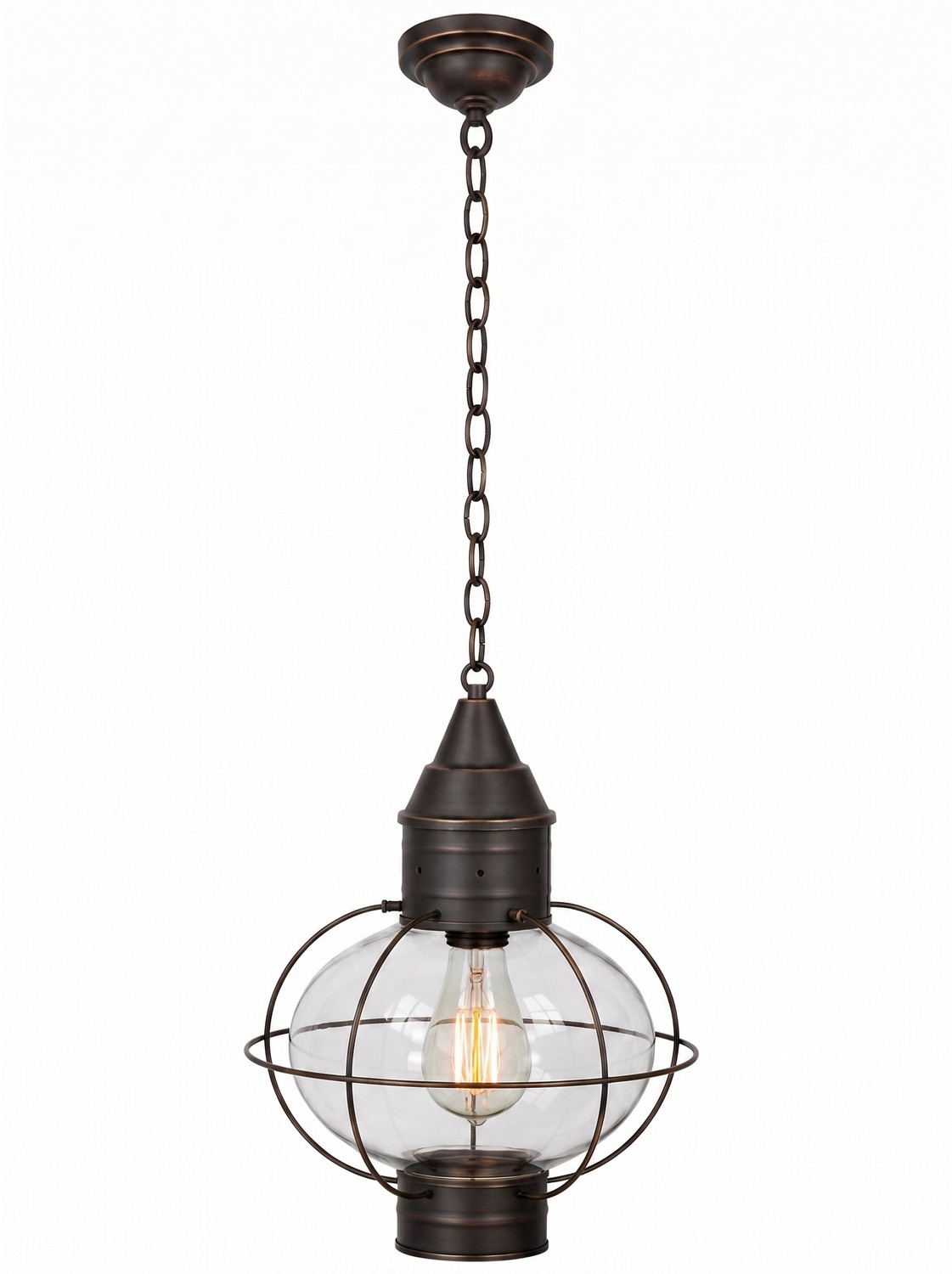 One Light Pendant by Innovations - Ellington Collection, Dark Brass Finish - 9612-DB-CL