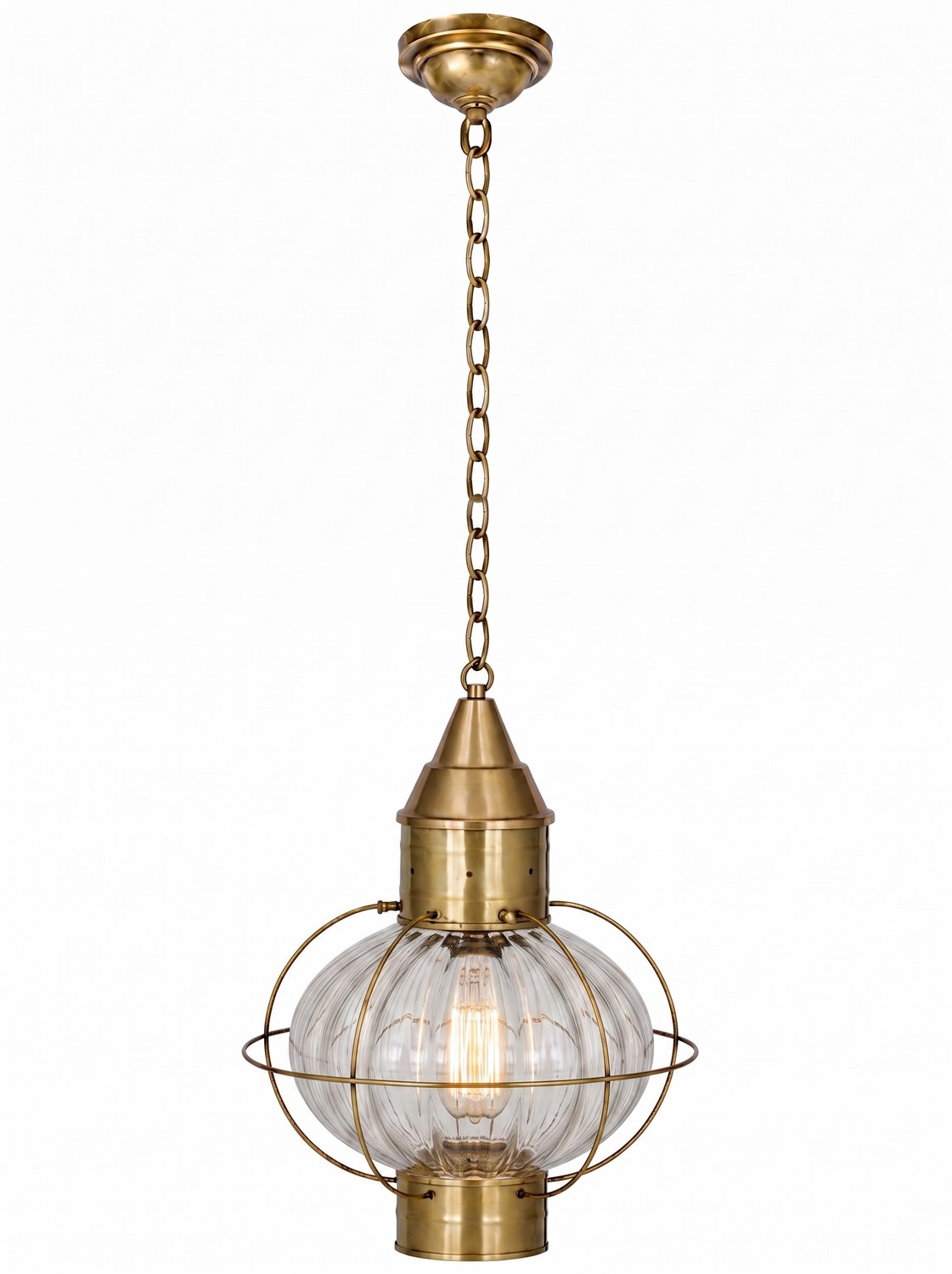 One Light Pendant by Innovations - Ellington Collection, Antique Brass Finish - 9612-AB-OPT