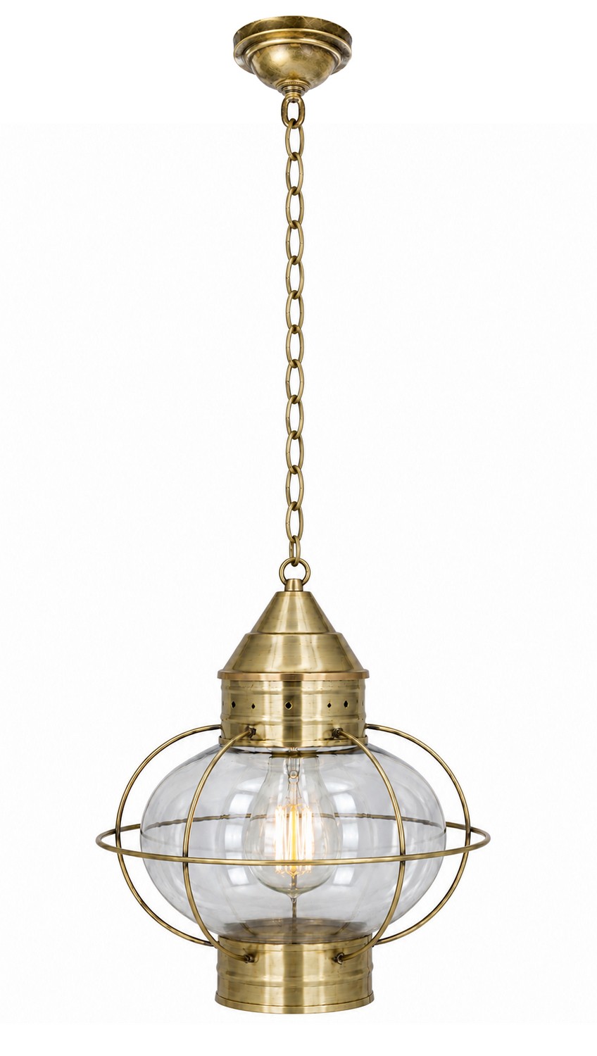 One Light Pendant by Innovations - Ellington Collection, Antique Brass Finish - 9622-AB-CL