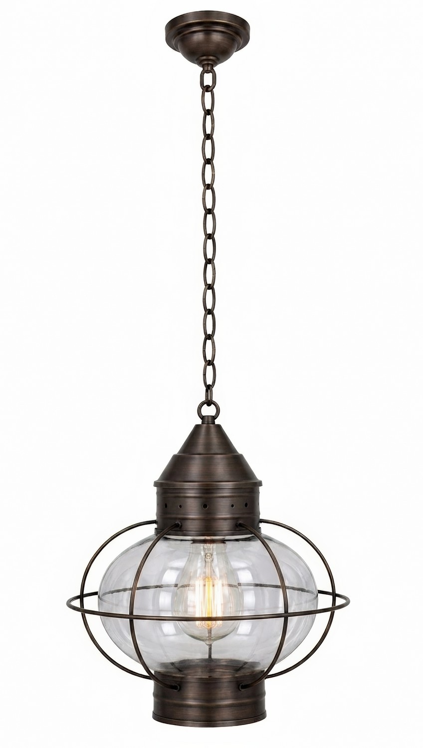 One Light Pendant by Innovations - Ellington Collection, Dark Brass Finish - 9622-DB-CL