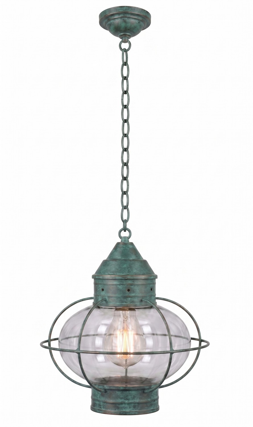 One Light Pendant by Innovations - Ellington Collection, Verde Green Finish - 9622-VG-CL