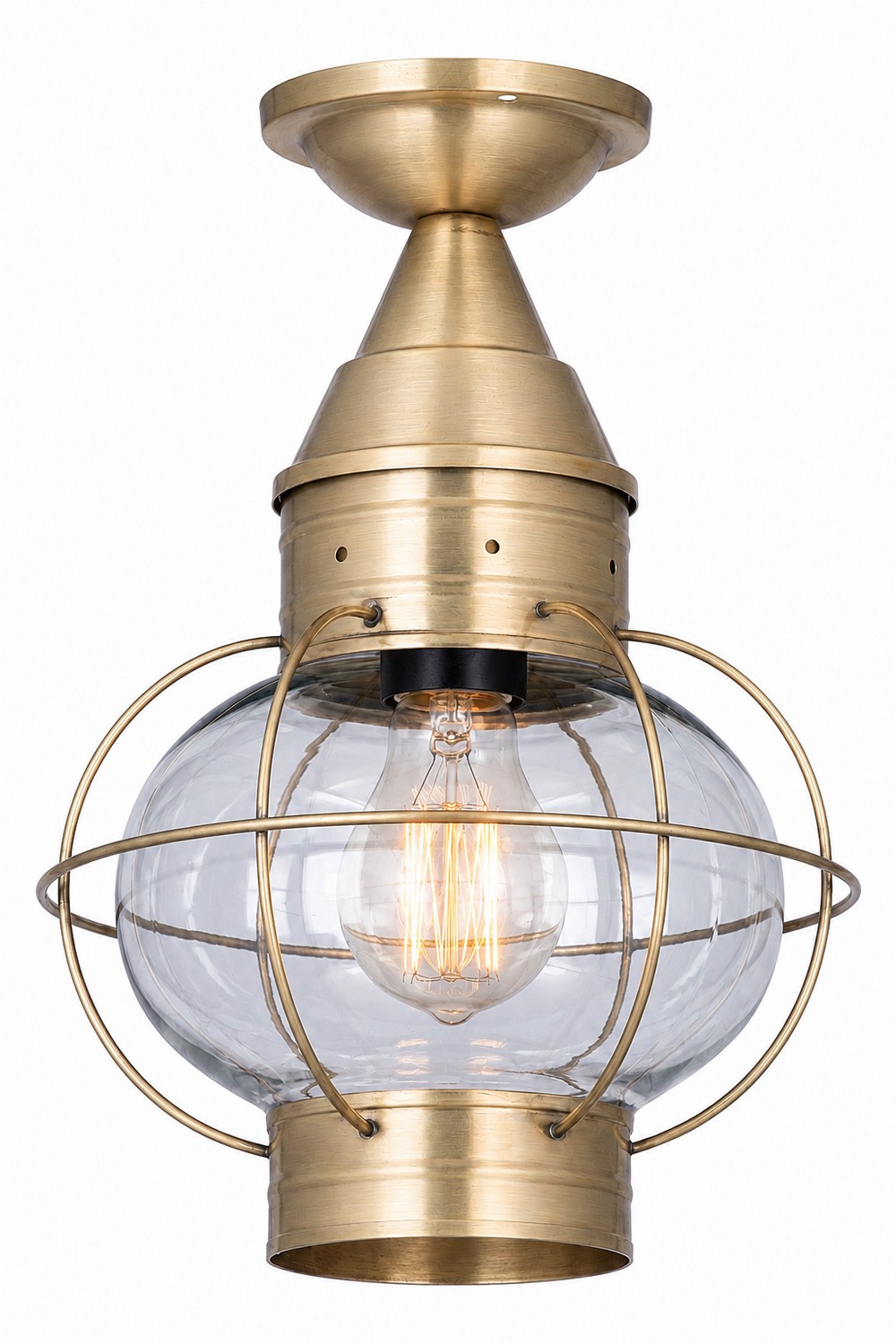 One Light Semi Flush Mount by Innovations - Ellington Collection, Antique Brass Finish - 9623-AB-CL