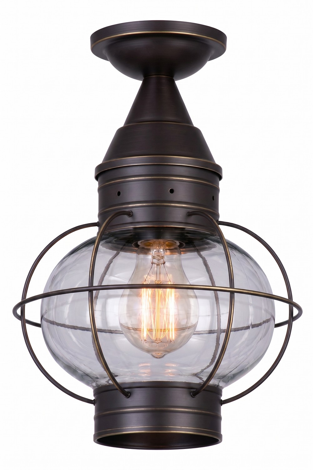 One Light Semi Flush Mount by Innovations - Ellington Collection, Bronze Finish - 9623-BZ-CL