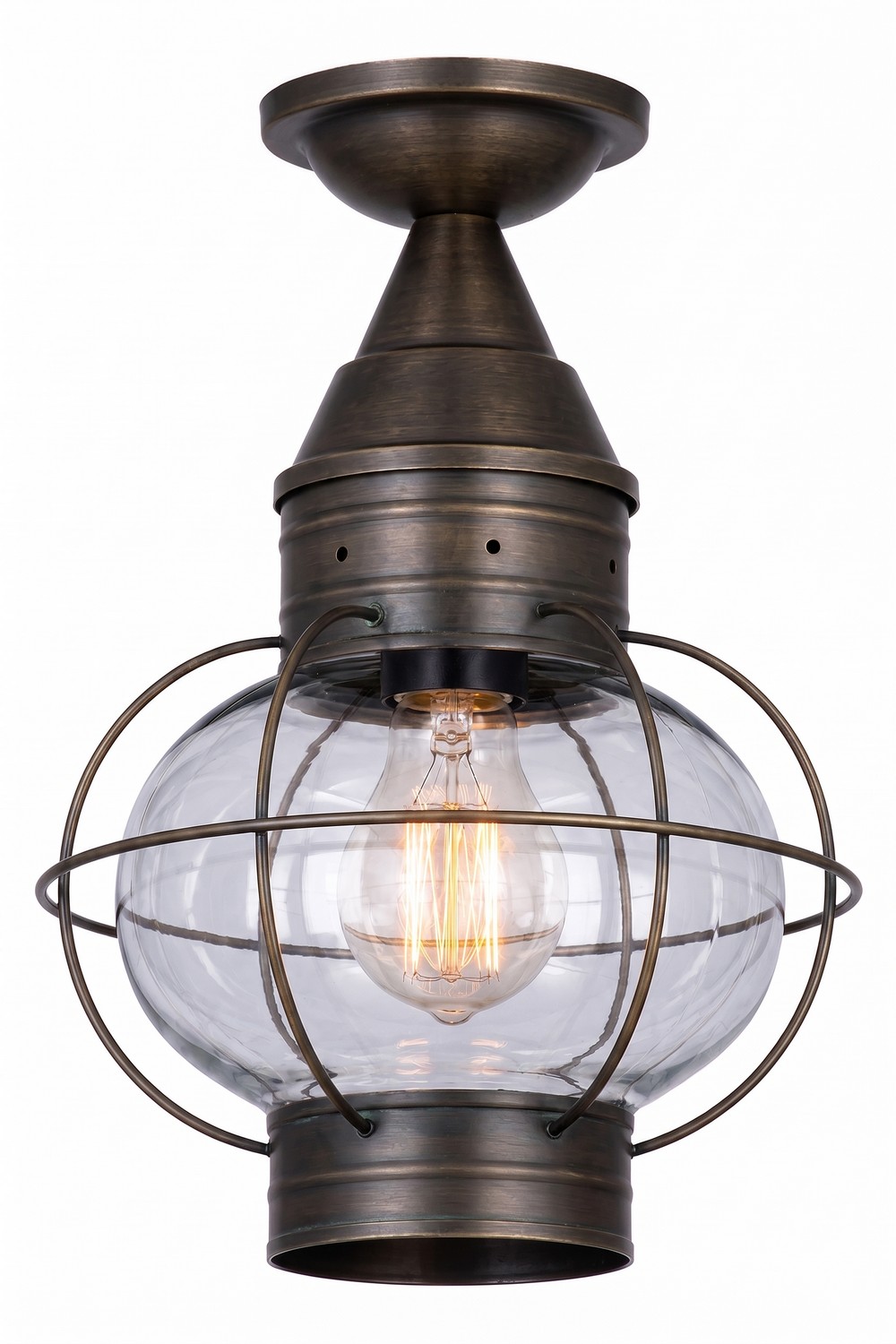 One Light Semi Flush Mount by Innovations - Ellington Collection, Dark Brass Finish - 9623-DB-CL