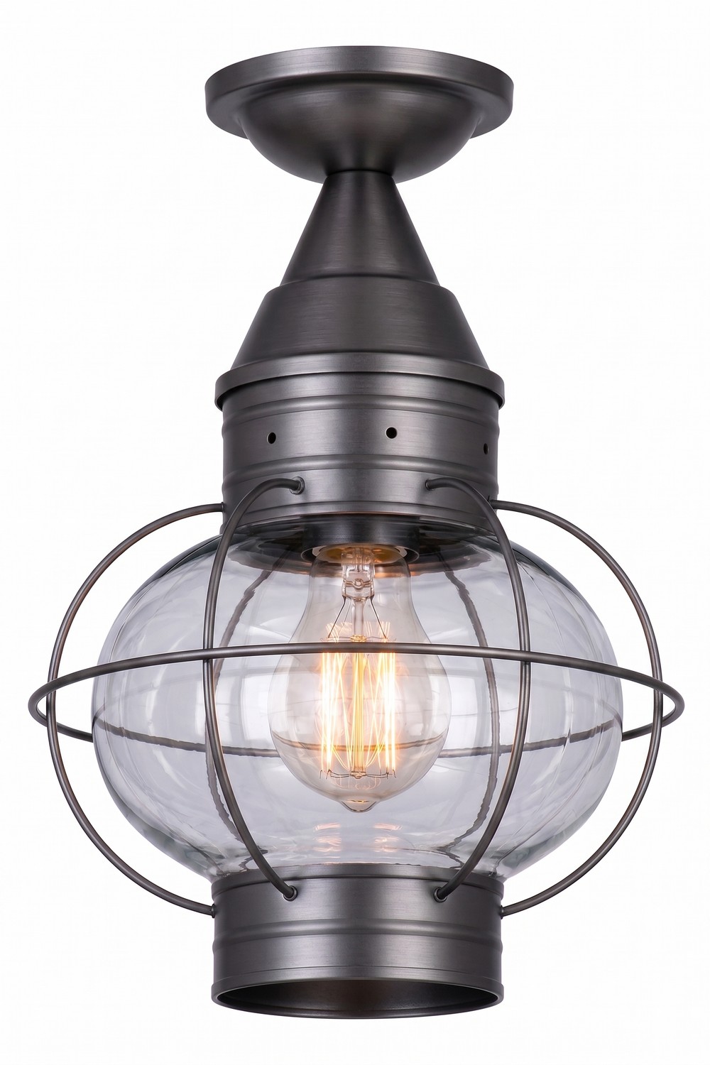 One Light Semi Flush Mount by Innovations - Ellington Collection, Gunmetal Finish - 9623-GM-CL