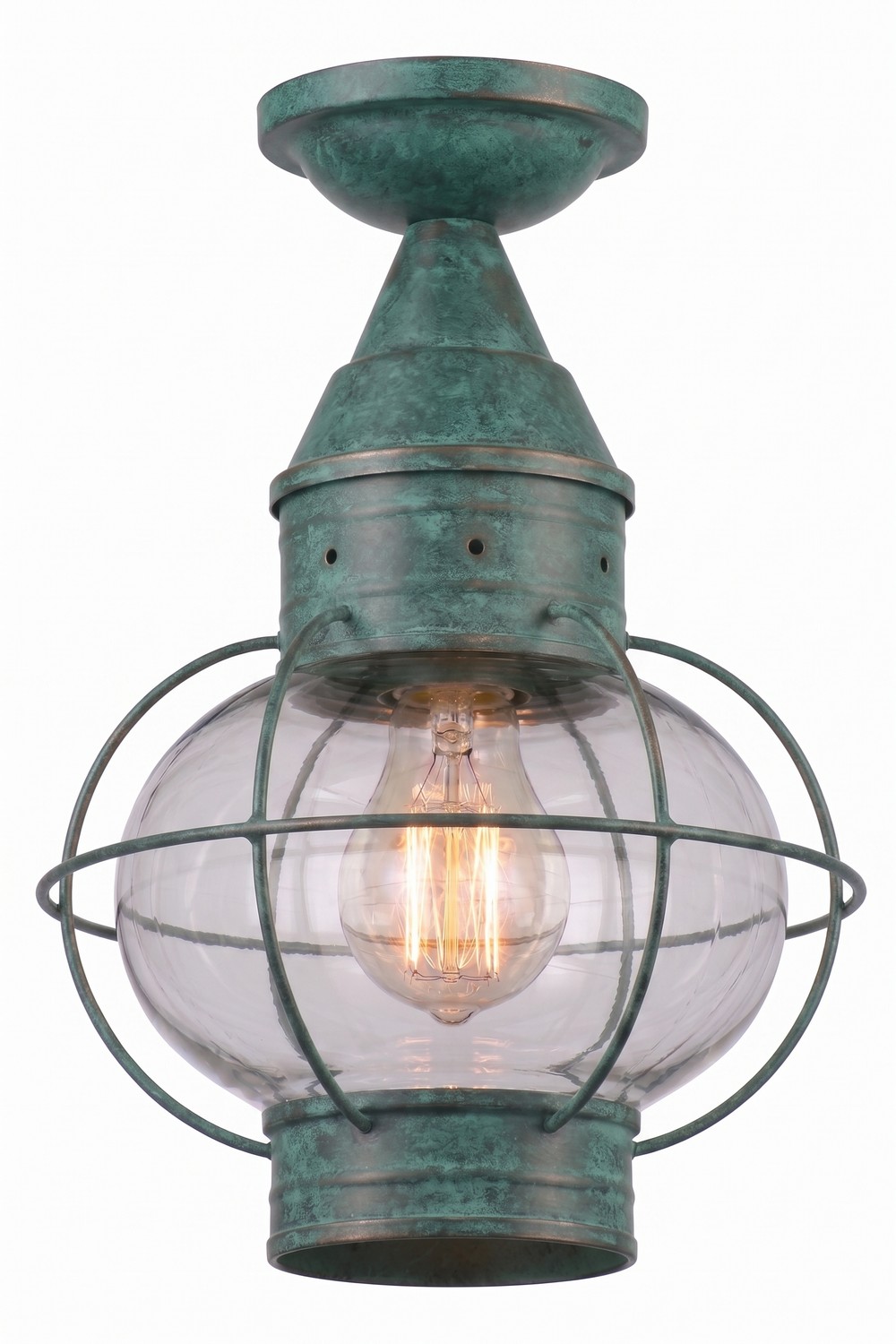 One Light Semi Flush Mount by Innovations - Ellington Collection, Verde Green Finish - 9623-VG-CL