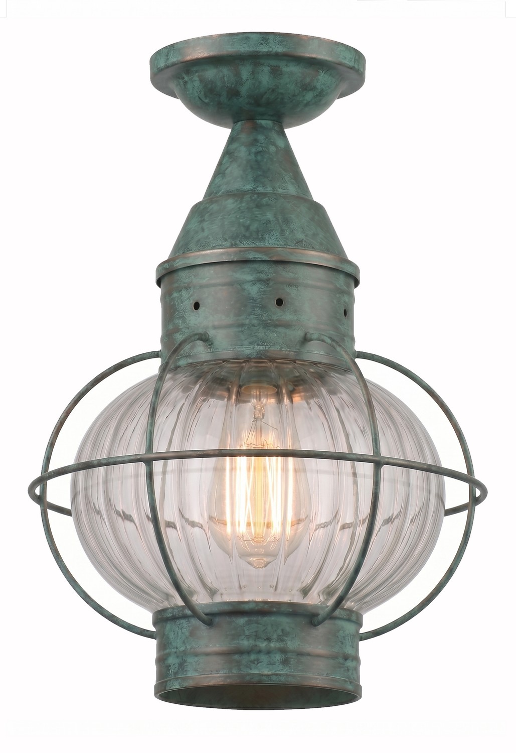 One Light Semi Flush Mount by Innovations - Ellington Collection, Verde Green Finish - 9623-VG-OPT
