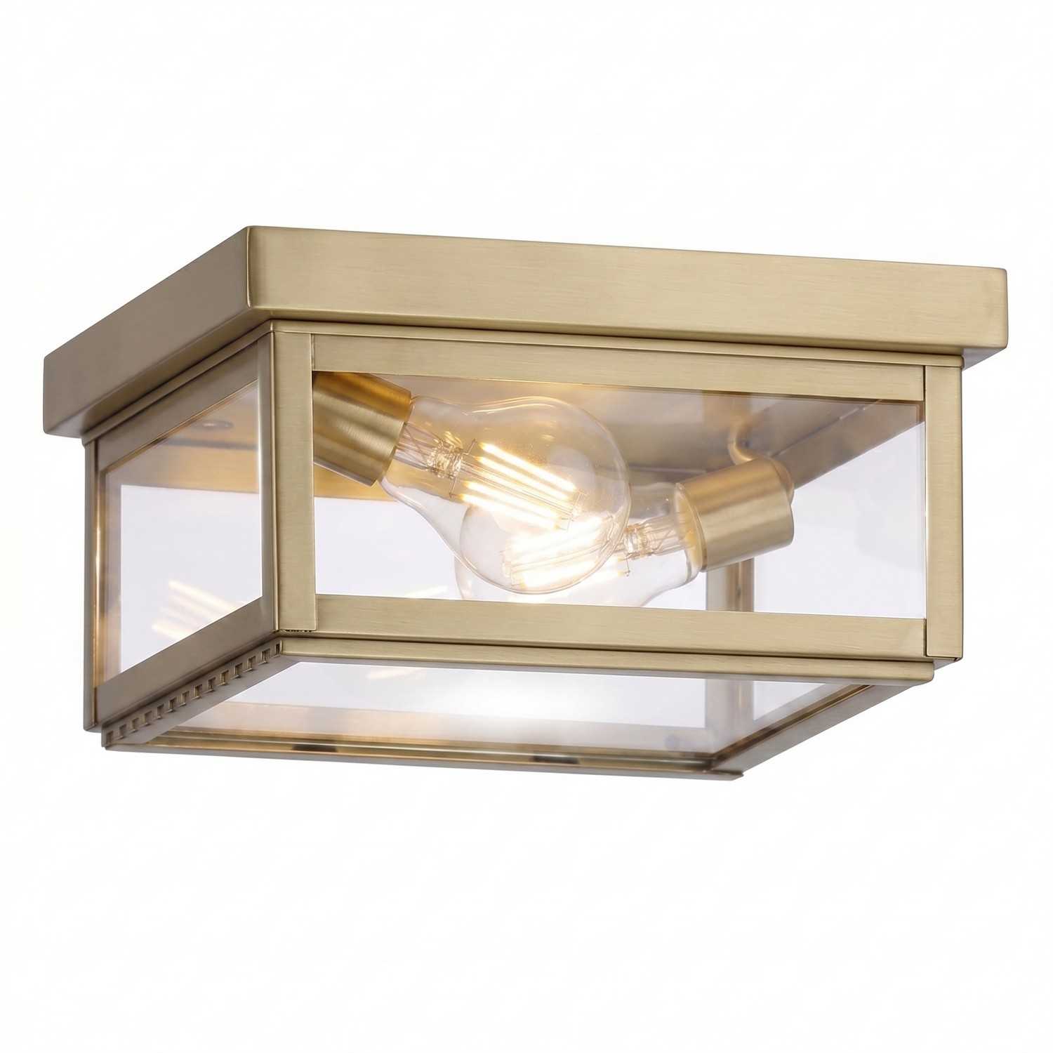 Two Light Semi Flush Mount by Innovations - Branford Collection, Antique Brass Finish - 91122-AB-CL