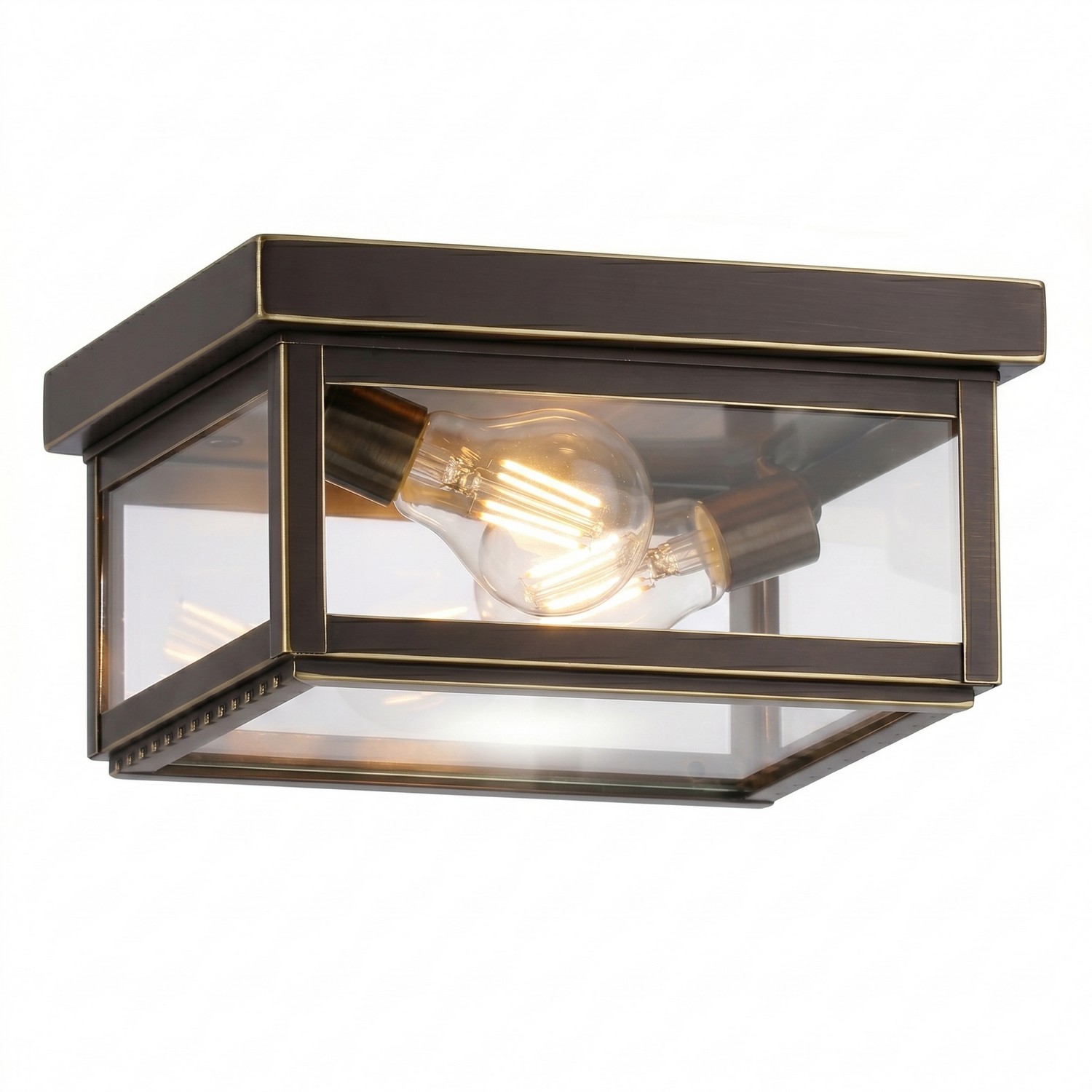 Two Light Semi Flush Mount by Innovations - Branford Collection, Bronze Finish - 91122-BZ-CL