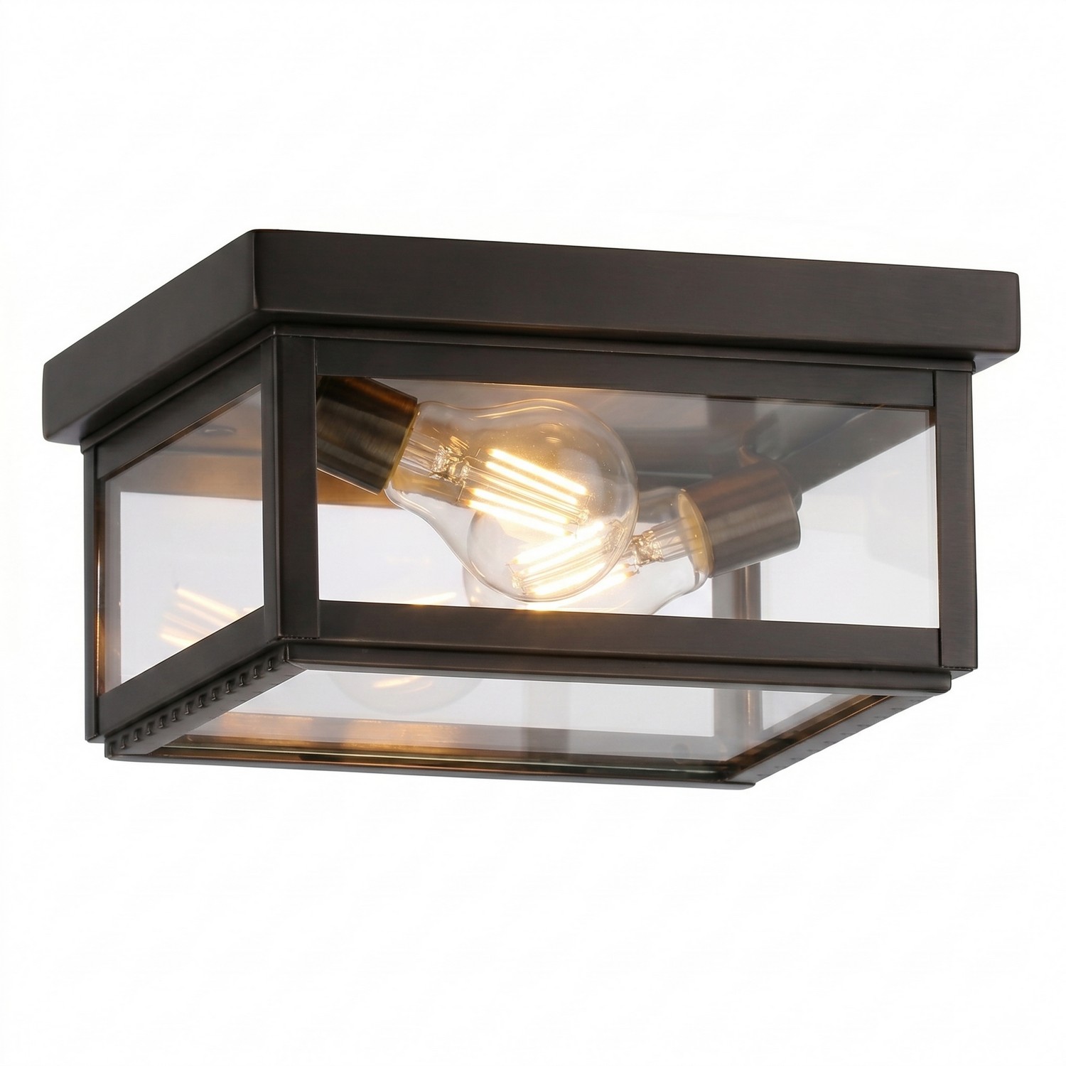 Two Light Semi Flush Mount by Innovations - Branford Collection, Dark Brass Finish - 91122-DB-CL