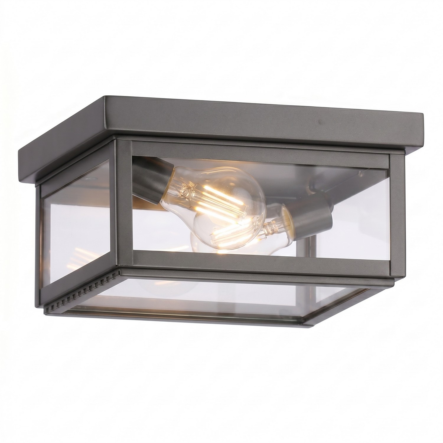 Two Light Semi Flush Mount by Innovations - Branford Collection, Gunmetal Finish - 91122-GM-CL