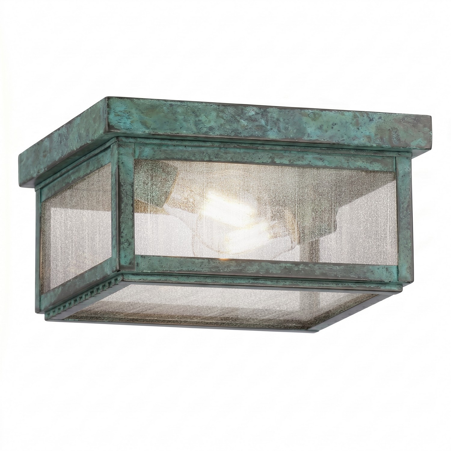 Two Light Semi Flush Mount by Innovations - Branford Collection, Verde Green Finish - 91122-VG-SDY