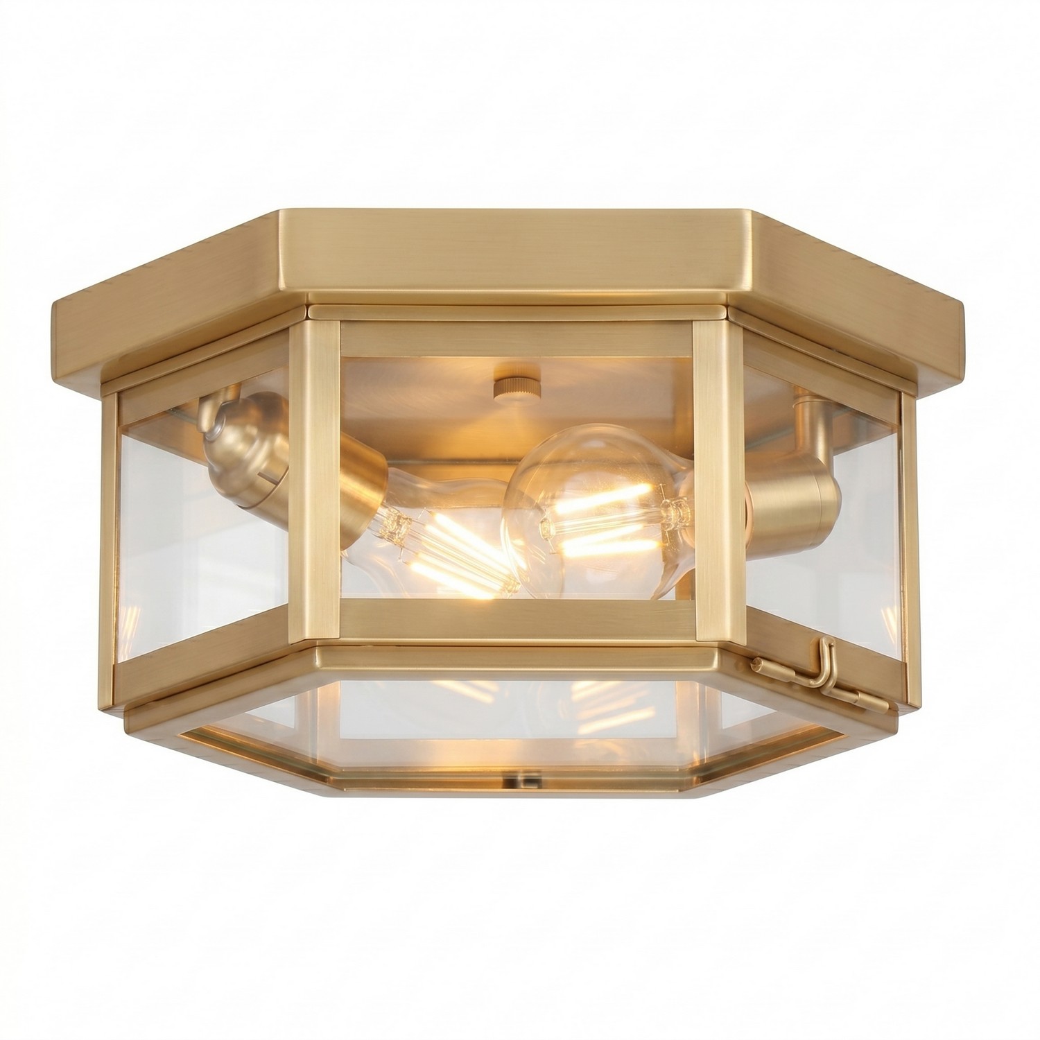 Two Light Semi Flush Mount by Innovations - Branford Collection, Antique Brass Finish - 91132-AB-CL