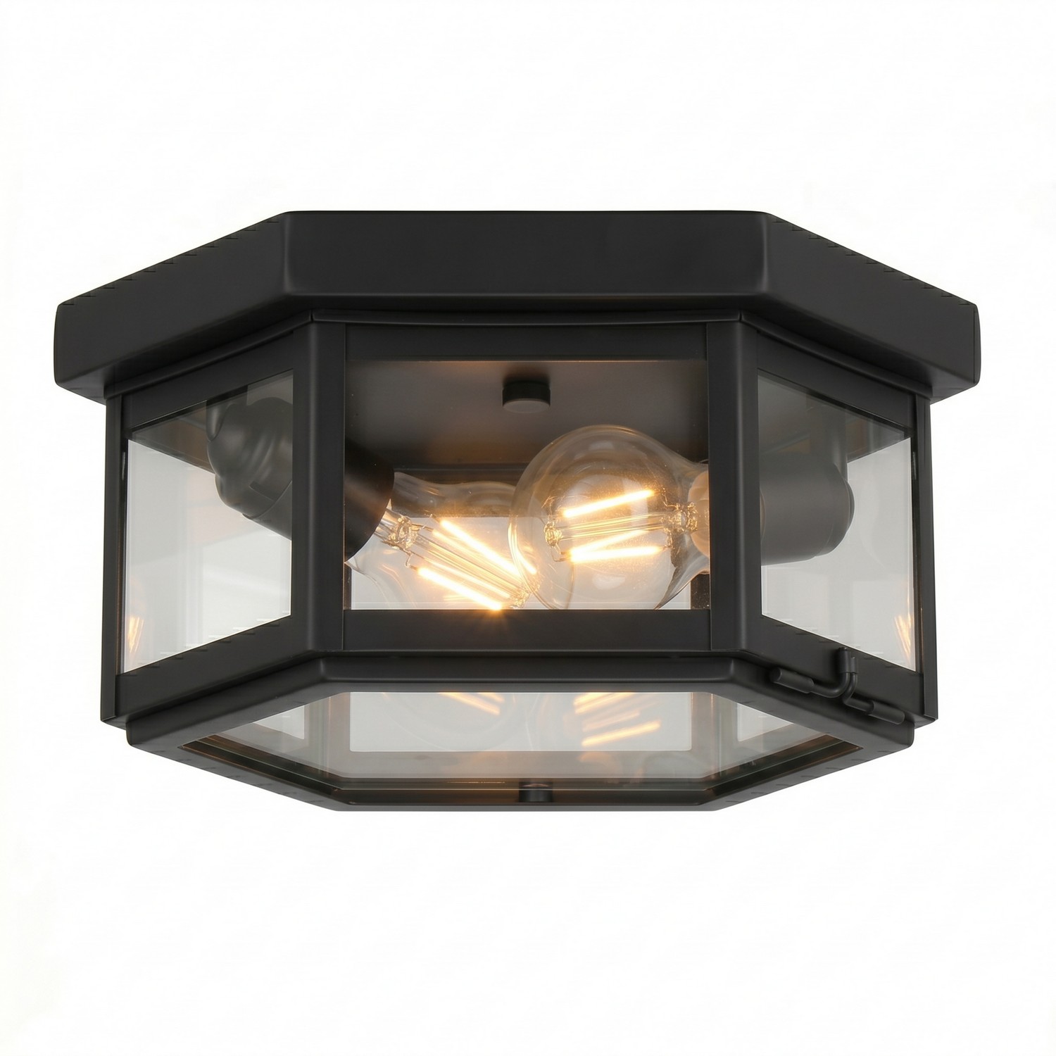 Two Light Semi Flush Mount by Innovations - Branford Collection, Matte Black Finish - 91132-BK-CL