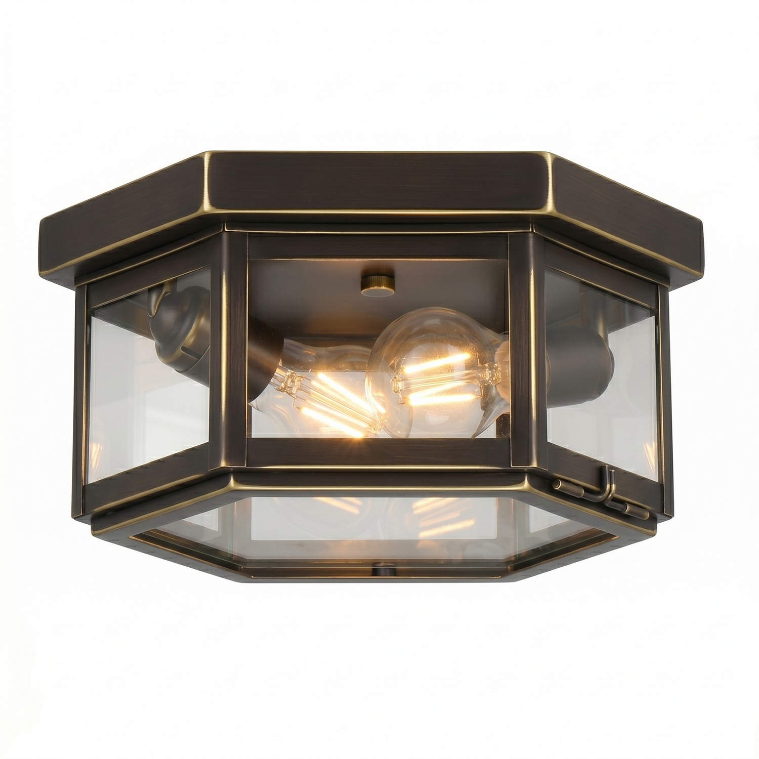 Two Light Semi Flush Mount by Innovations - Branford Collection, Bronze Finish - 91132-BZ-CL
