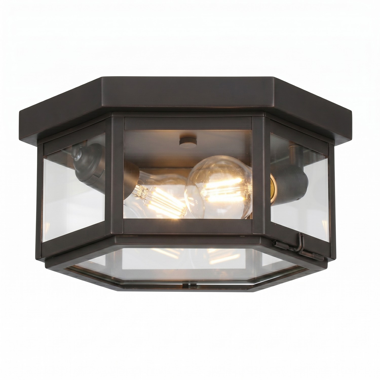 Two Light Semi Flush Mount by Innovations - Branford Collection, Dark Brass Finish - 91132-DB-CL