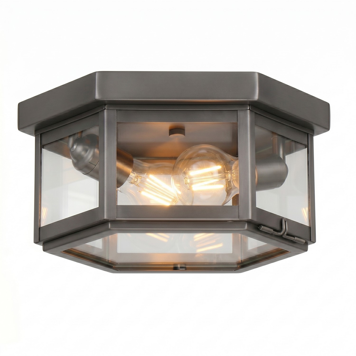 Two Light Semi Flush Mount by Innovations - Branford Collection, Gunmetal Finish - 91132-GM-CL