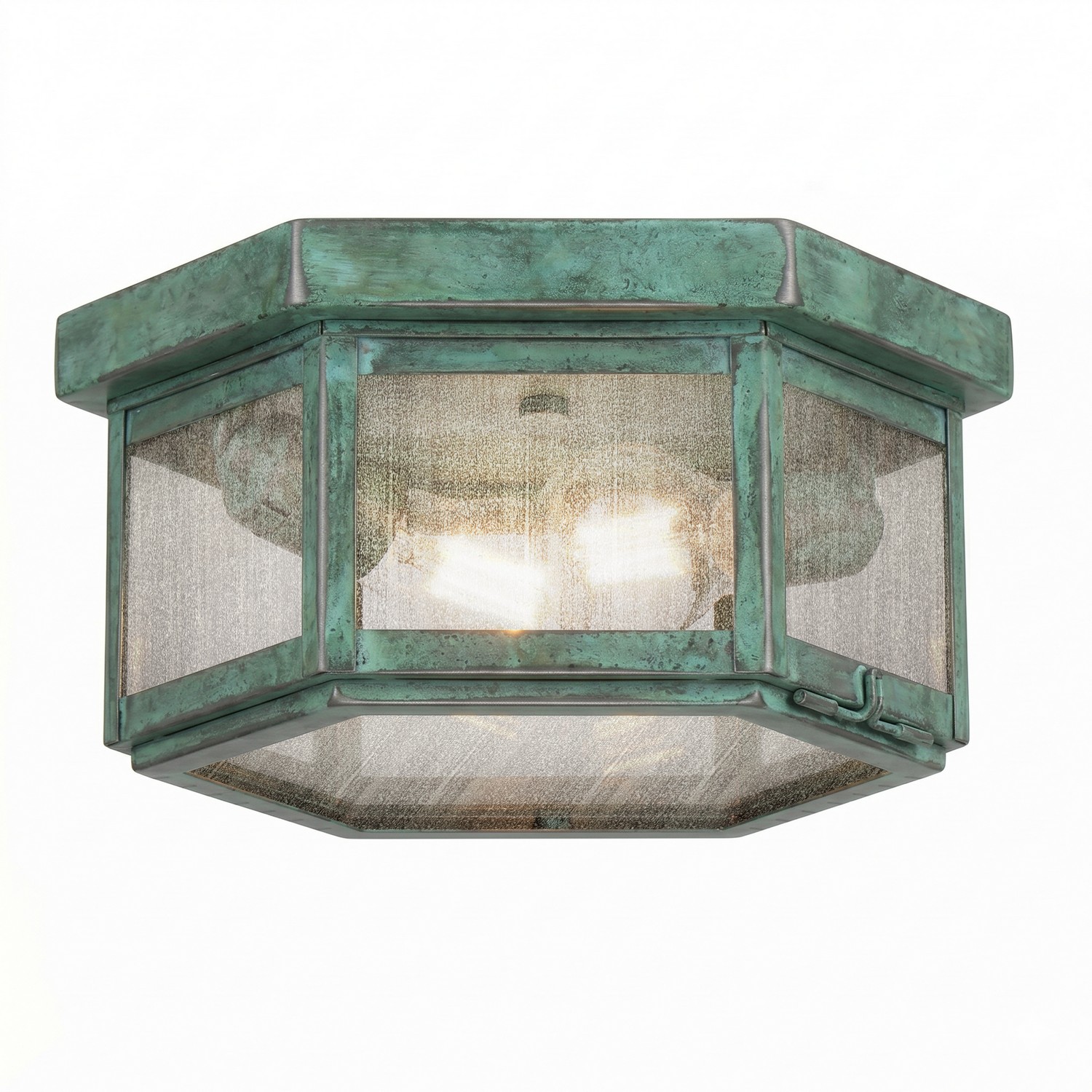 Two Light Semi Flush Mount by Innovations - Branford Collection, Verde Green Finish - 91132-VG-SDY