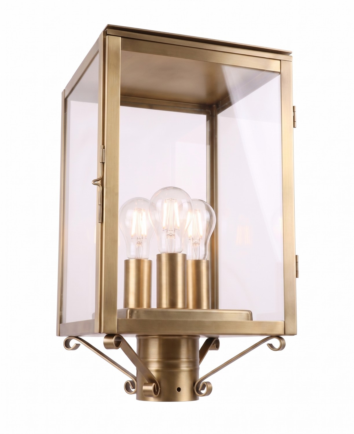 Three Light Post Lantern by Innovations - Westbrook Collection, Antique Brass Finish - 94510-AB-CL