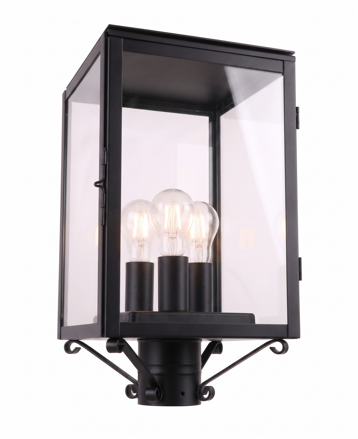 Three Light Post Lantern by Innovations - Westbrook Collection, Matte Black Finish - 94510-BK-CL