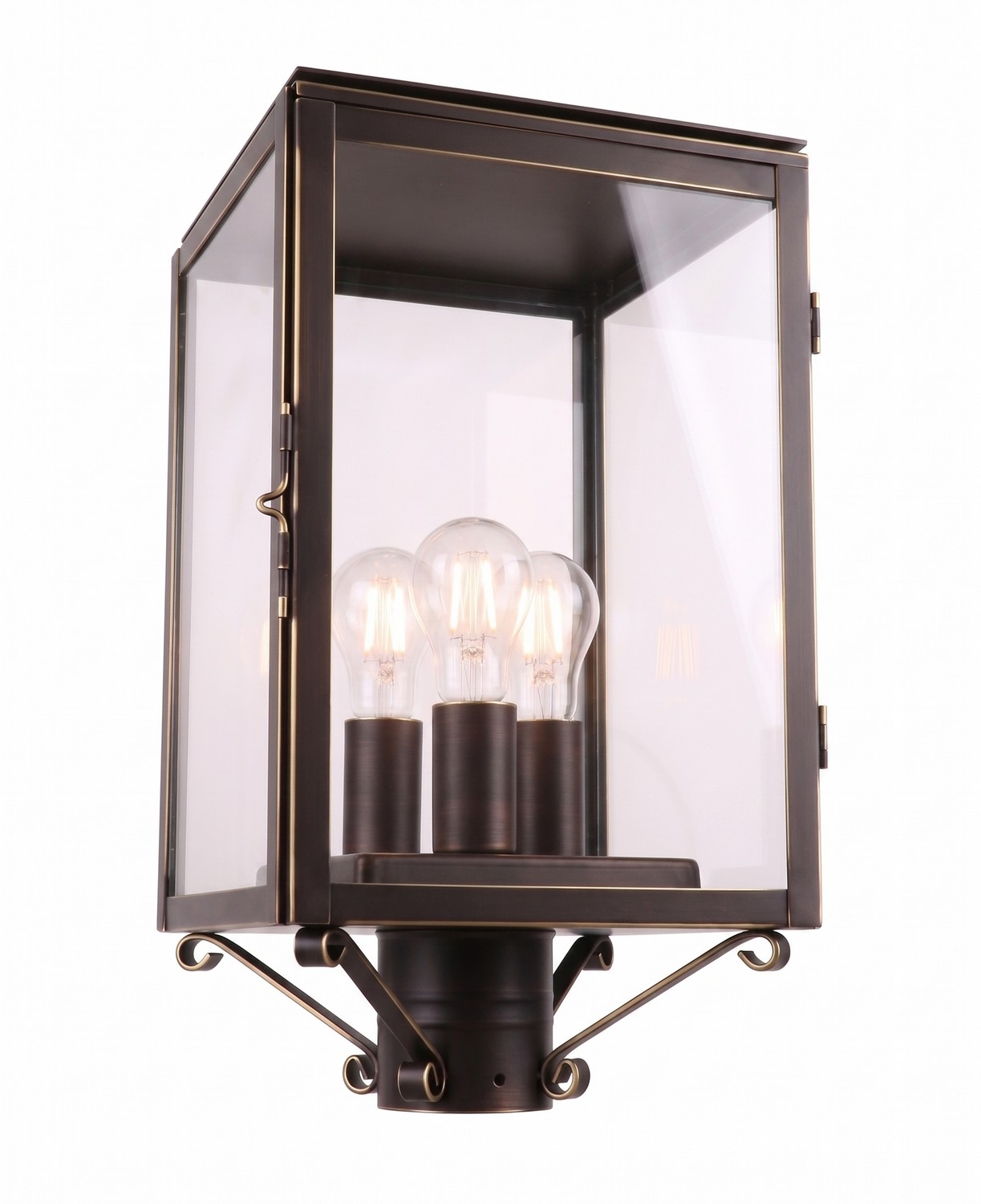 Three Light Post Lantern by Innovations - Westbrook Collection, Bronze Finish - 94510-BZ-CL