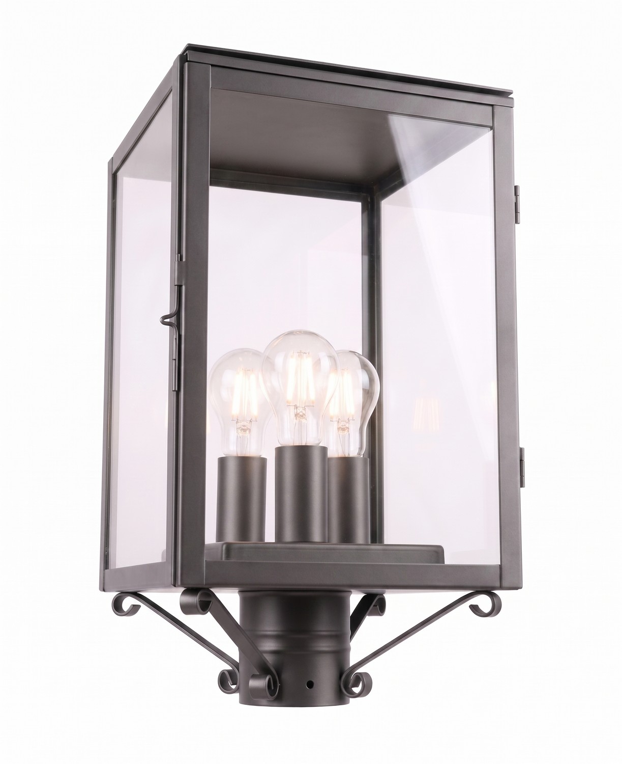 Three Light Post Lantern by Innovations - Westbrook Collection, Gunmetal Finish - 94510-GM-CL