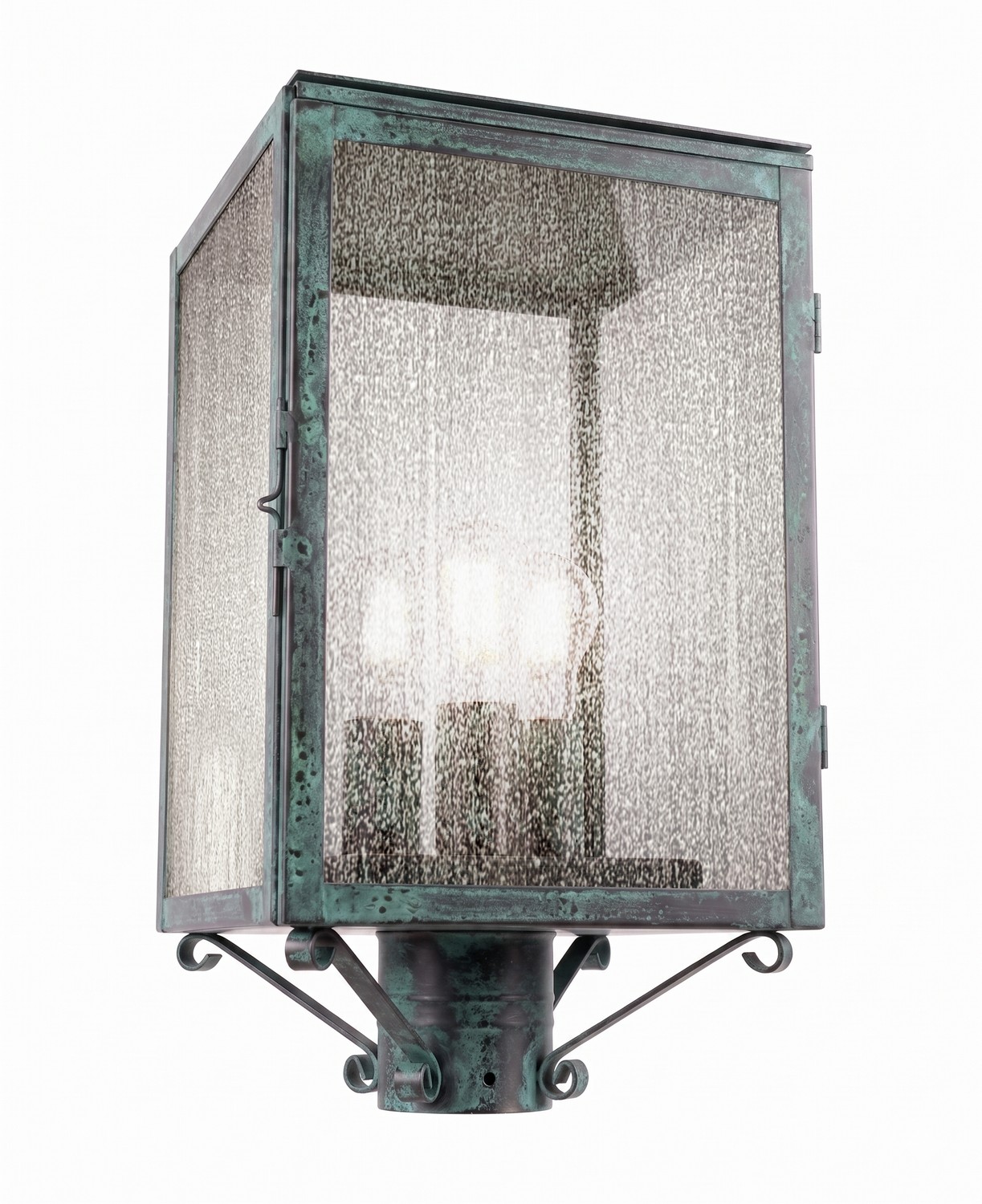 Three Light Post Lantern by Innovations - Westbrook Collection, Verde Green Finish - 94510-VG-SDY