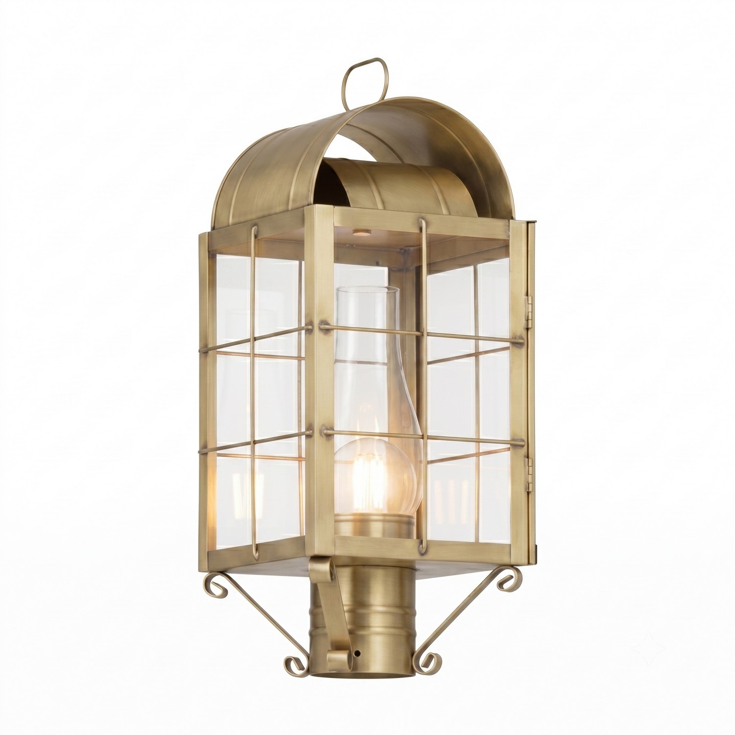 One Light Post Lantern by Innovations - Durham Collection, Antique Brass Finish - 9120-H-AB-CL-C