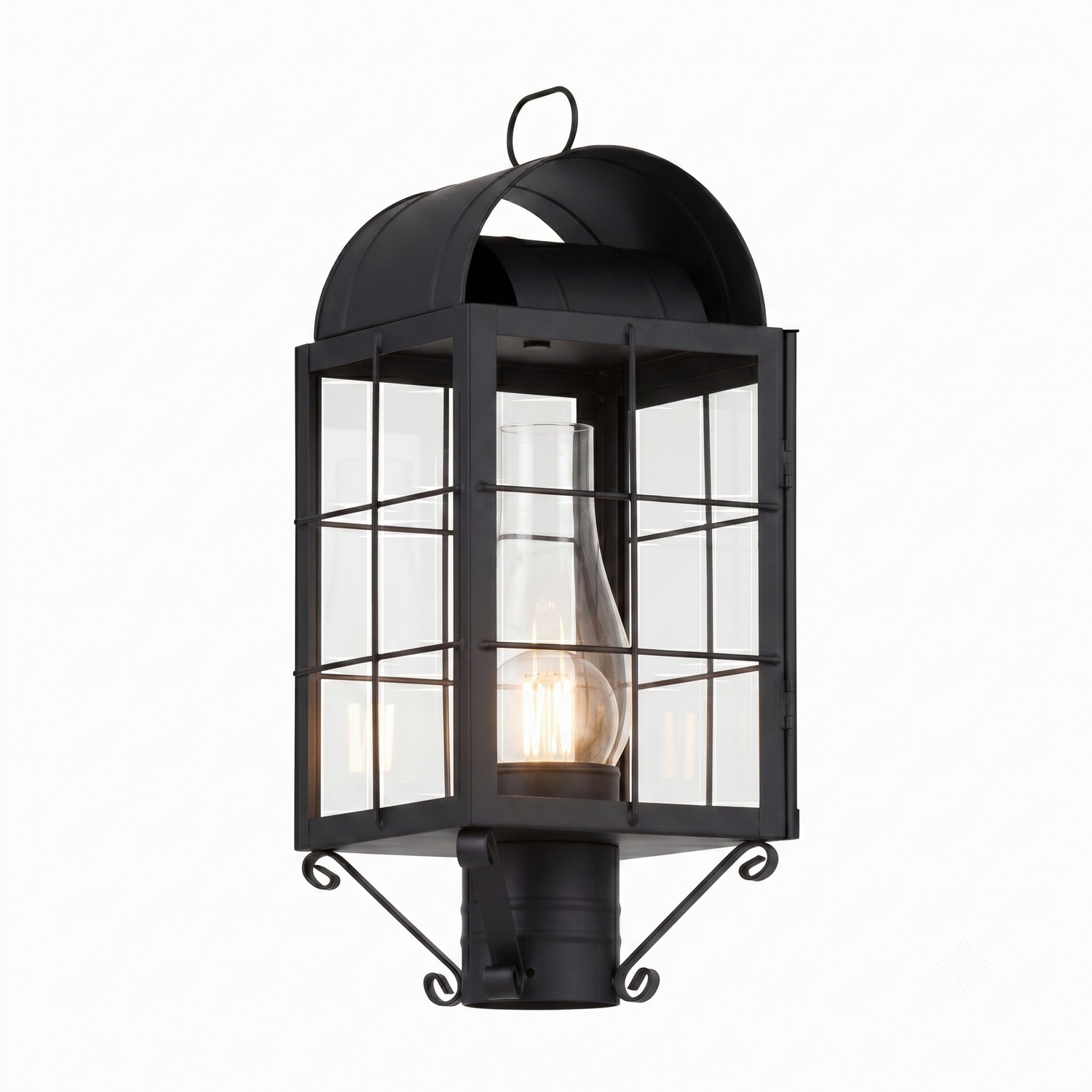 One Light Post Lantern by Innovations - Durham Collection, Matte Black Finish - 9120-H-BK-CL-C
