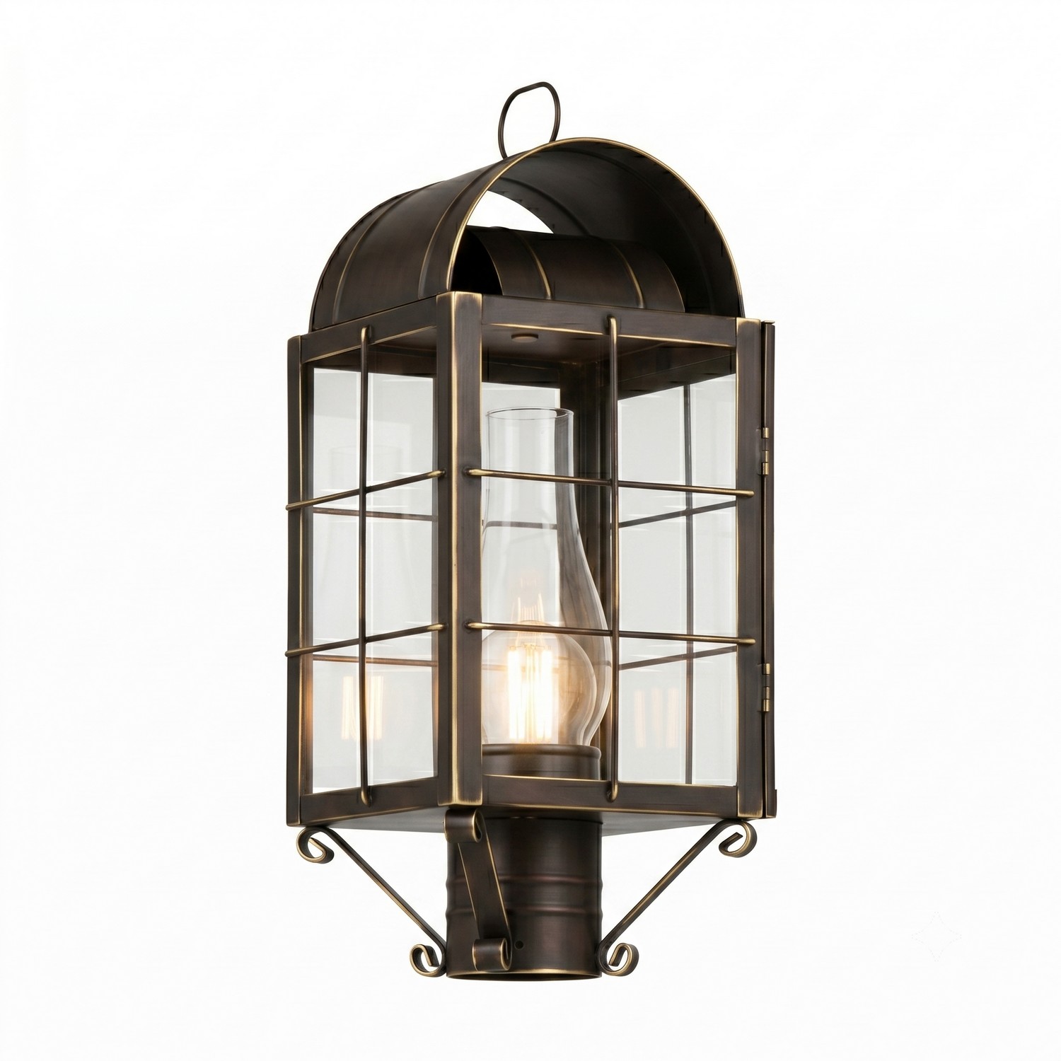 One Light Post Lantern by Innovations - Durham Collection, Bronze Finish - 9120-H-BZ-CL-C
