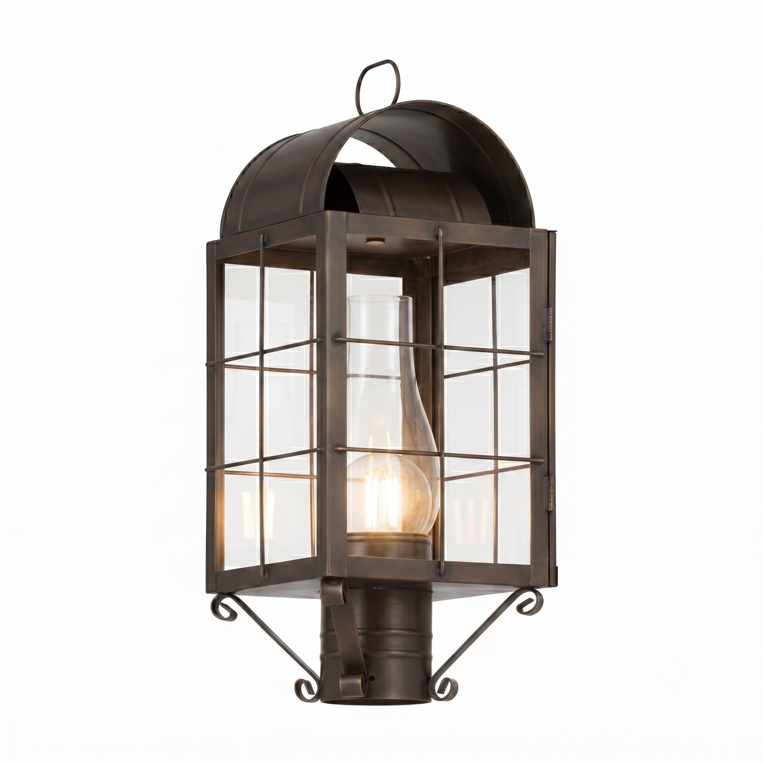 One Light Post Lantern by Innovations - Durham Collection, Dark Brass Finish - 9120-H-DB-CL-C