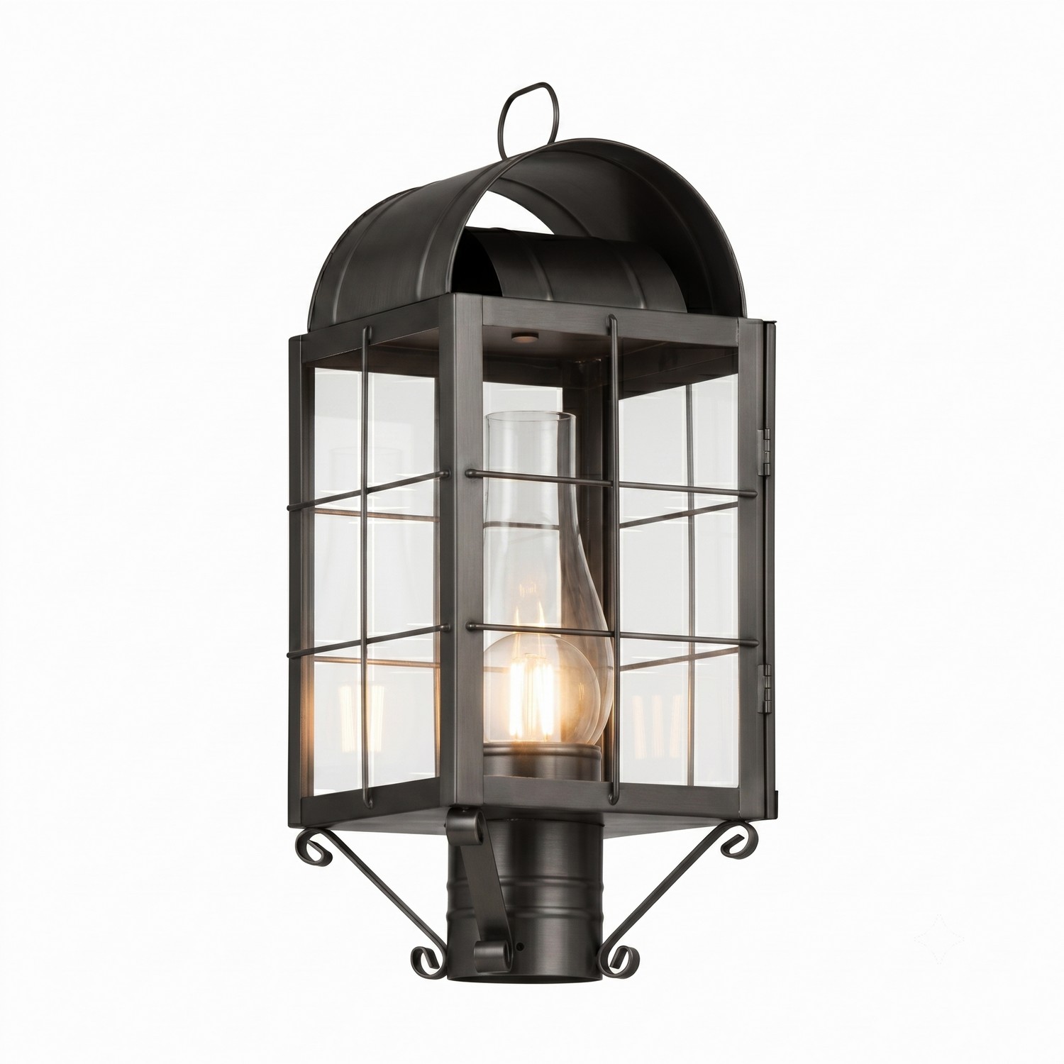 One Light Post Lantern by Innovations - Durham Collection, Gunmetal Finish - 9120-H-GM-CL-C
