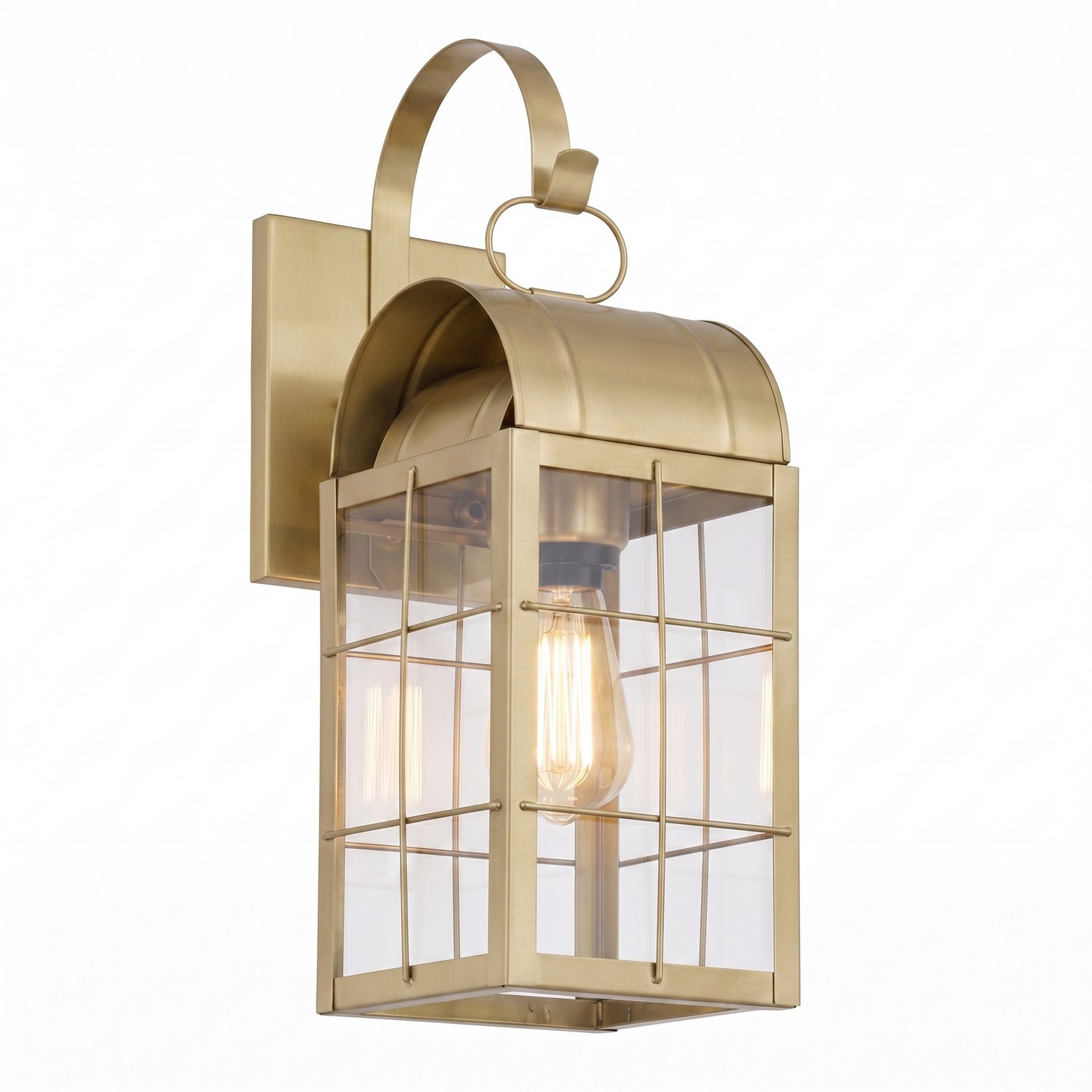 One Light Wall Sconce by Innovations - Durham Collection, Antique Brass Finish - 9121P-H-AB-CL