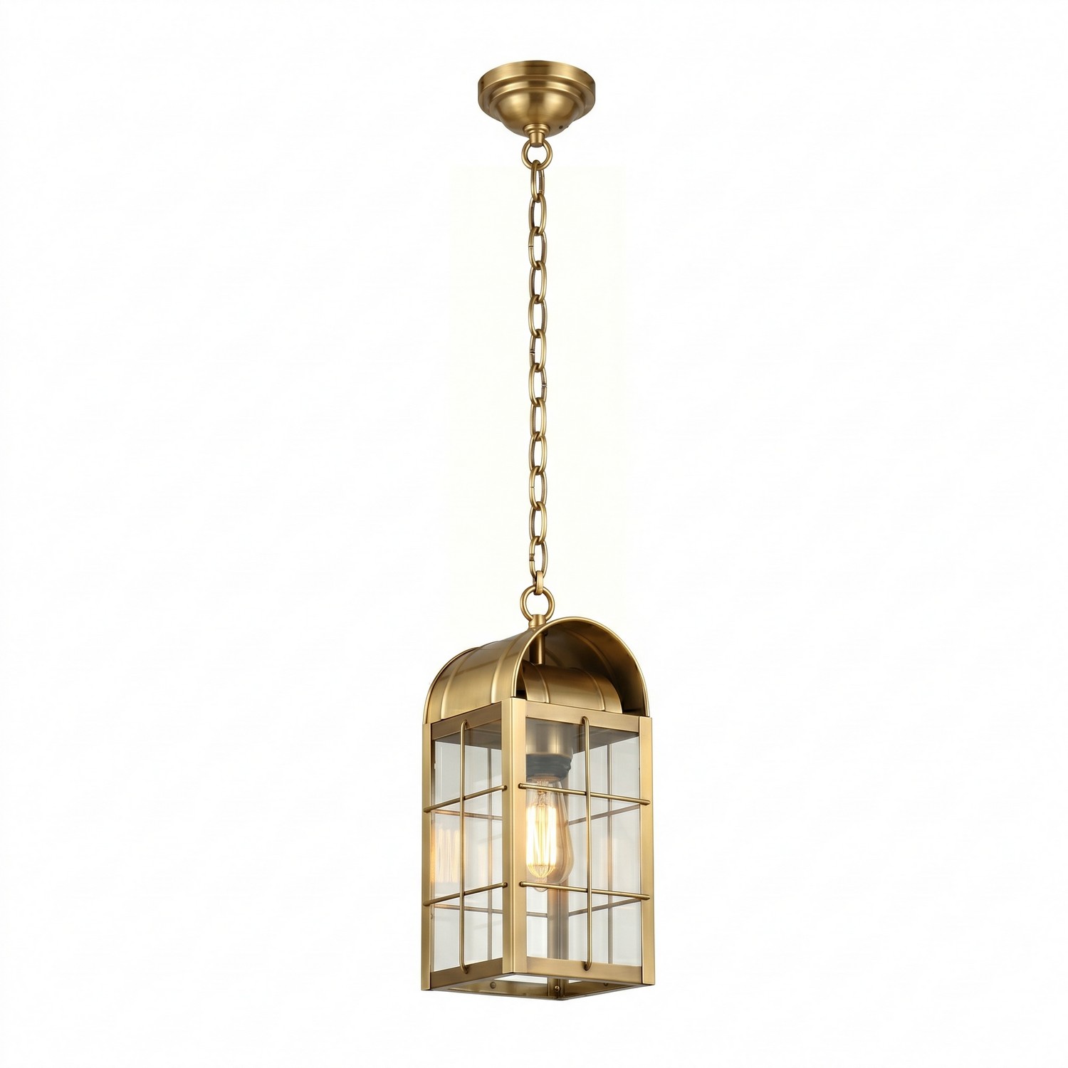 One Light Pendant by Innovations - Durham Collection, Antique Brass Finish - 9122-H-AB-CL