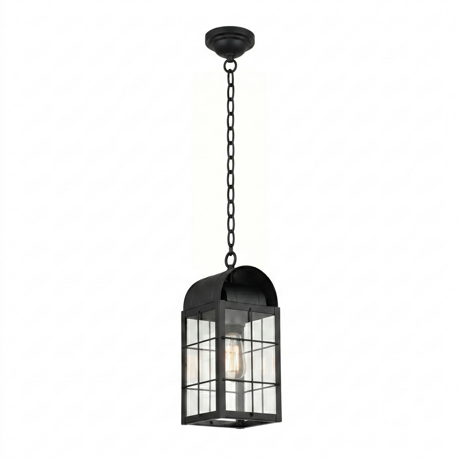 One Light Pendant by Innovations - Durham Collection, Matte Black Finish - 9122-H-BK-CL